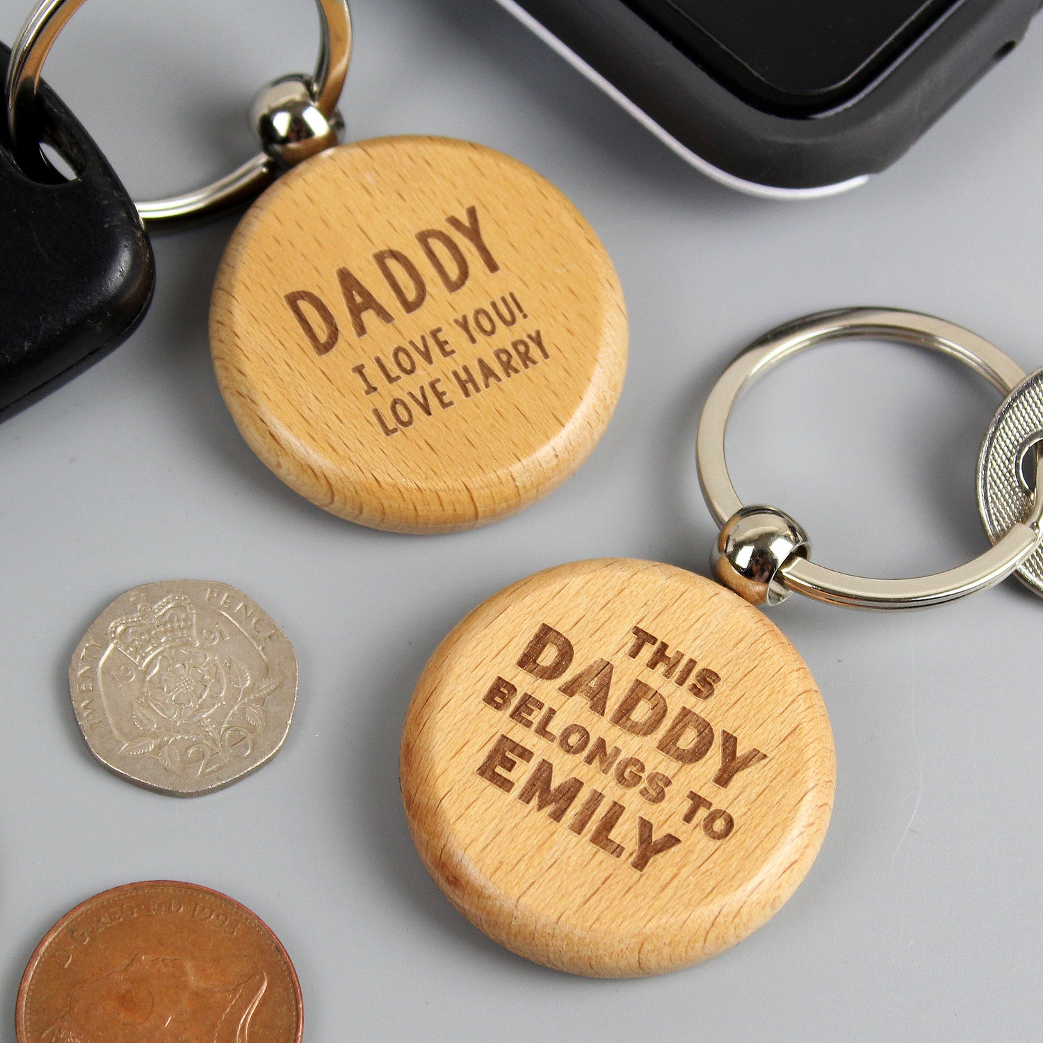 Personalised Free Text Wooden Keyring - gift & personalise