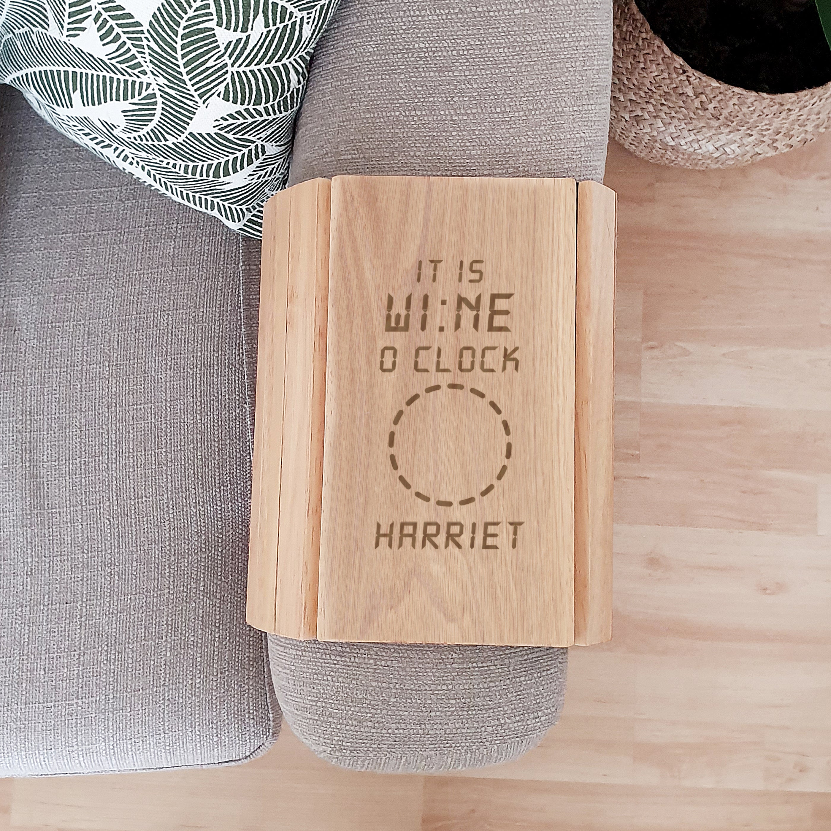 Personalised Its Wine O'Clock Wooden Sofa Tray - gift & personalise