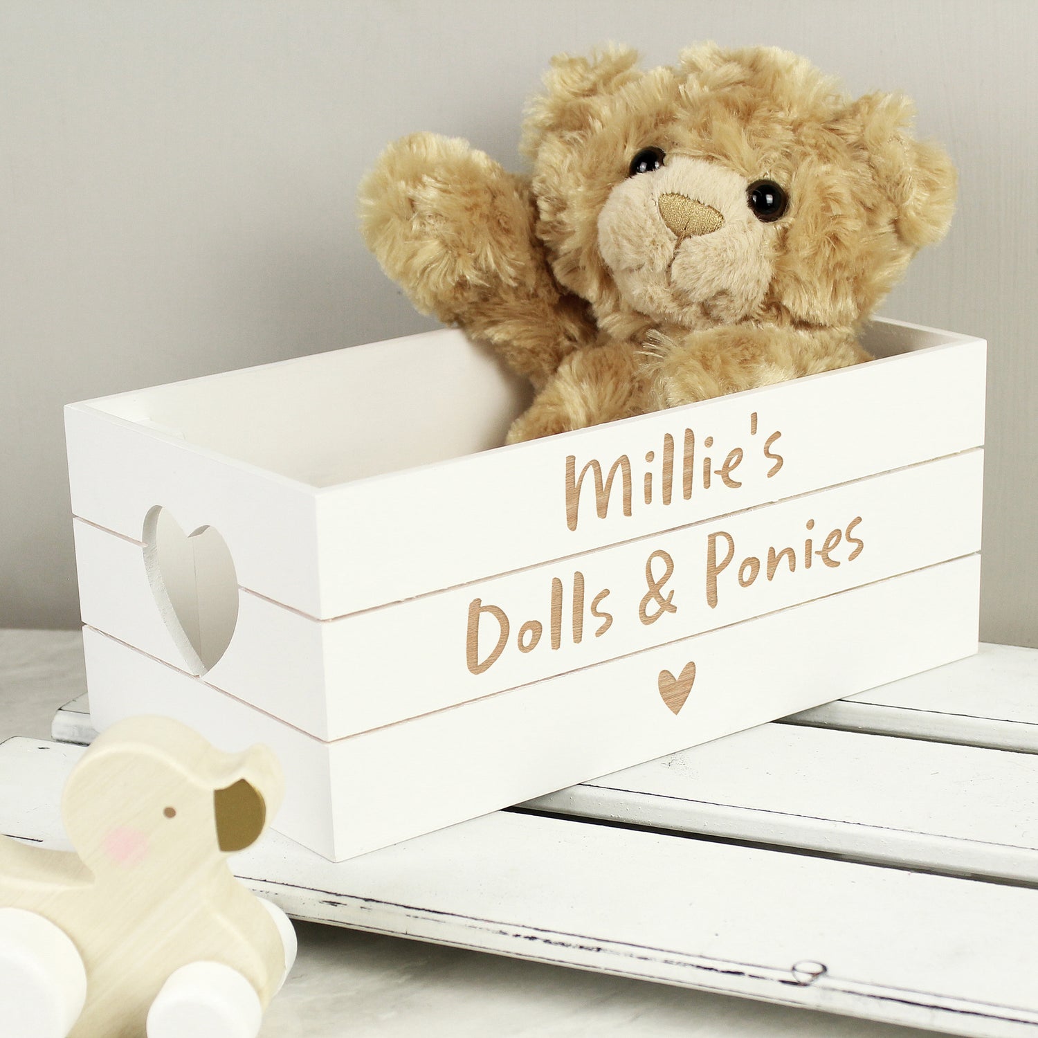 Personalised Free Text Heart White Wooden Crate - gift & personalise