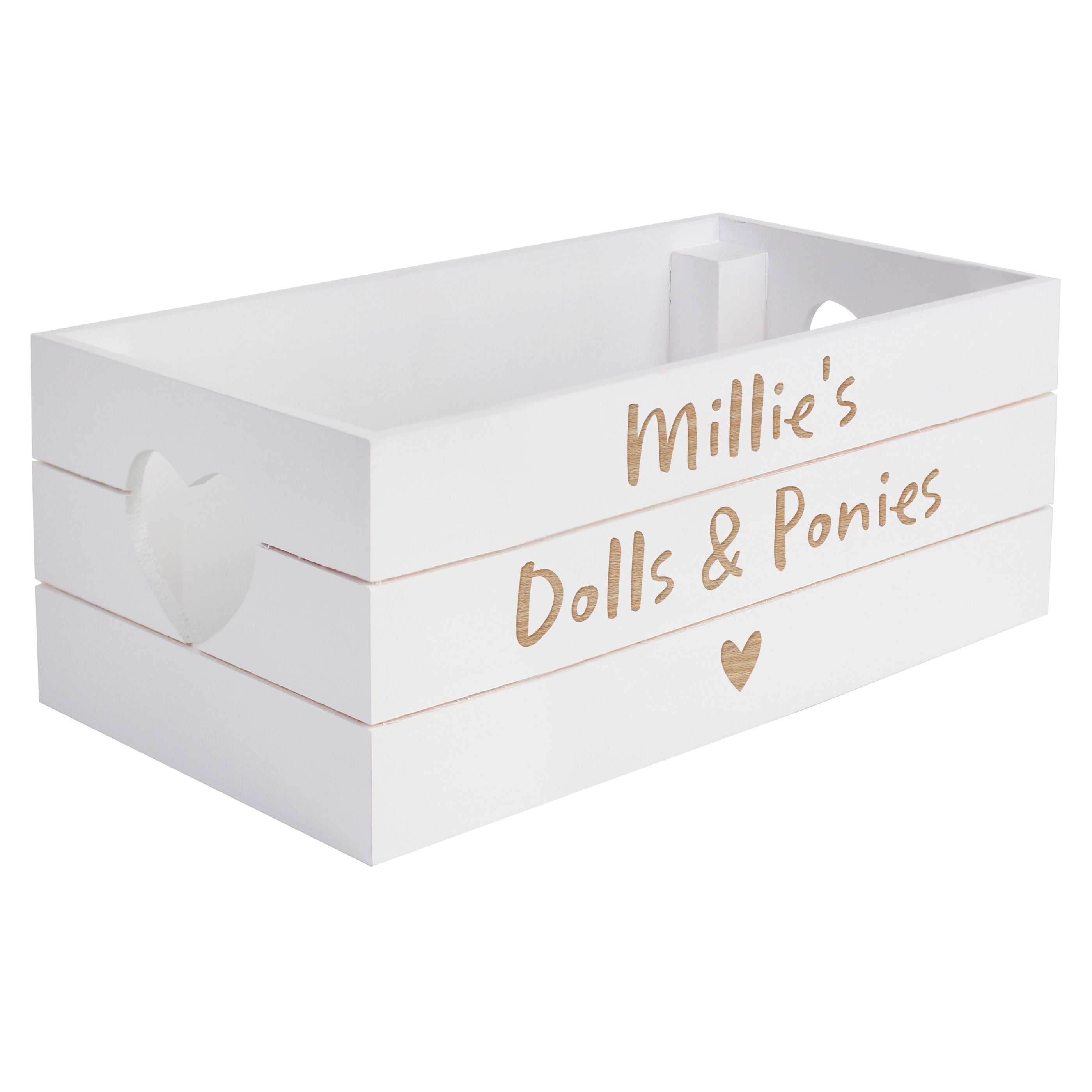 Personalised Free Text Heart White Wooden Crate - gift & personalise