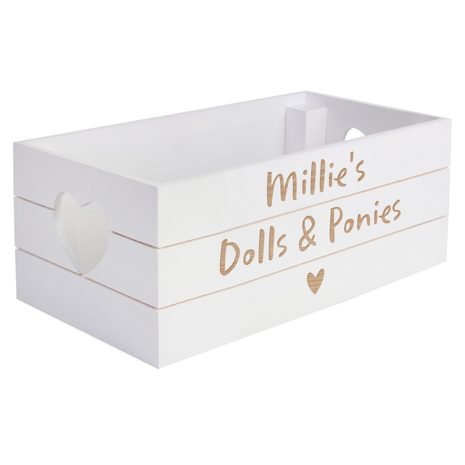 Personalised Free Text Heart White Wooden Crate - gift & personalise