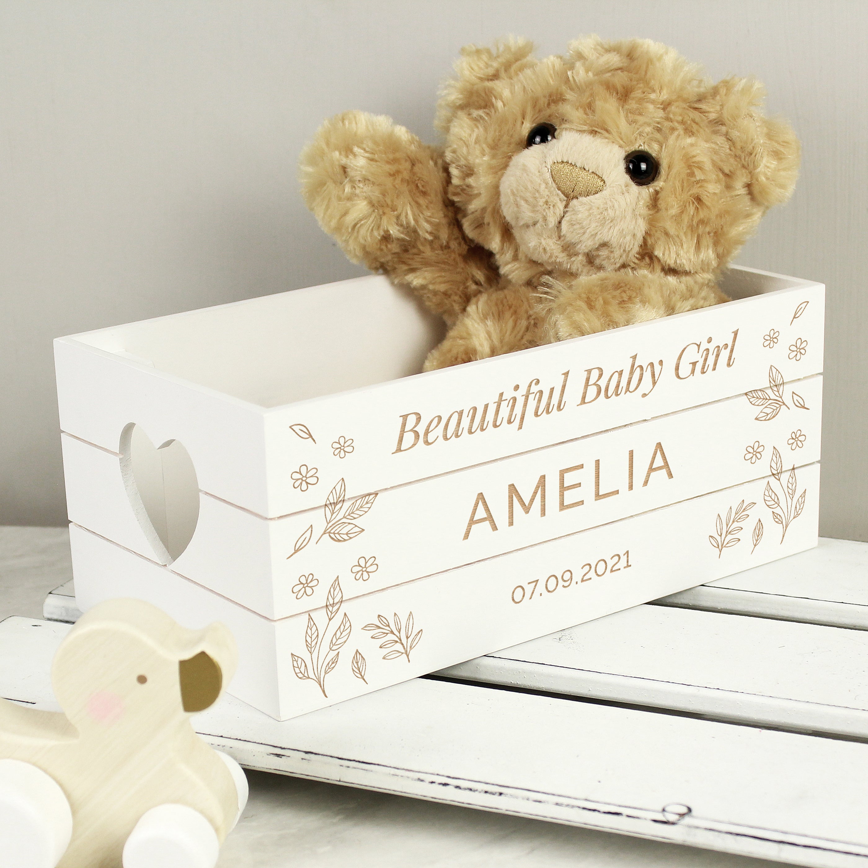 Personalised Free Text White Wooden Crate - gift & personalise