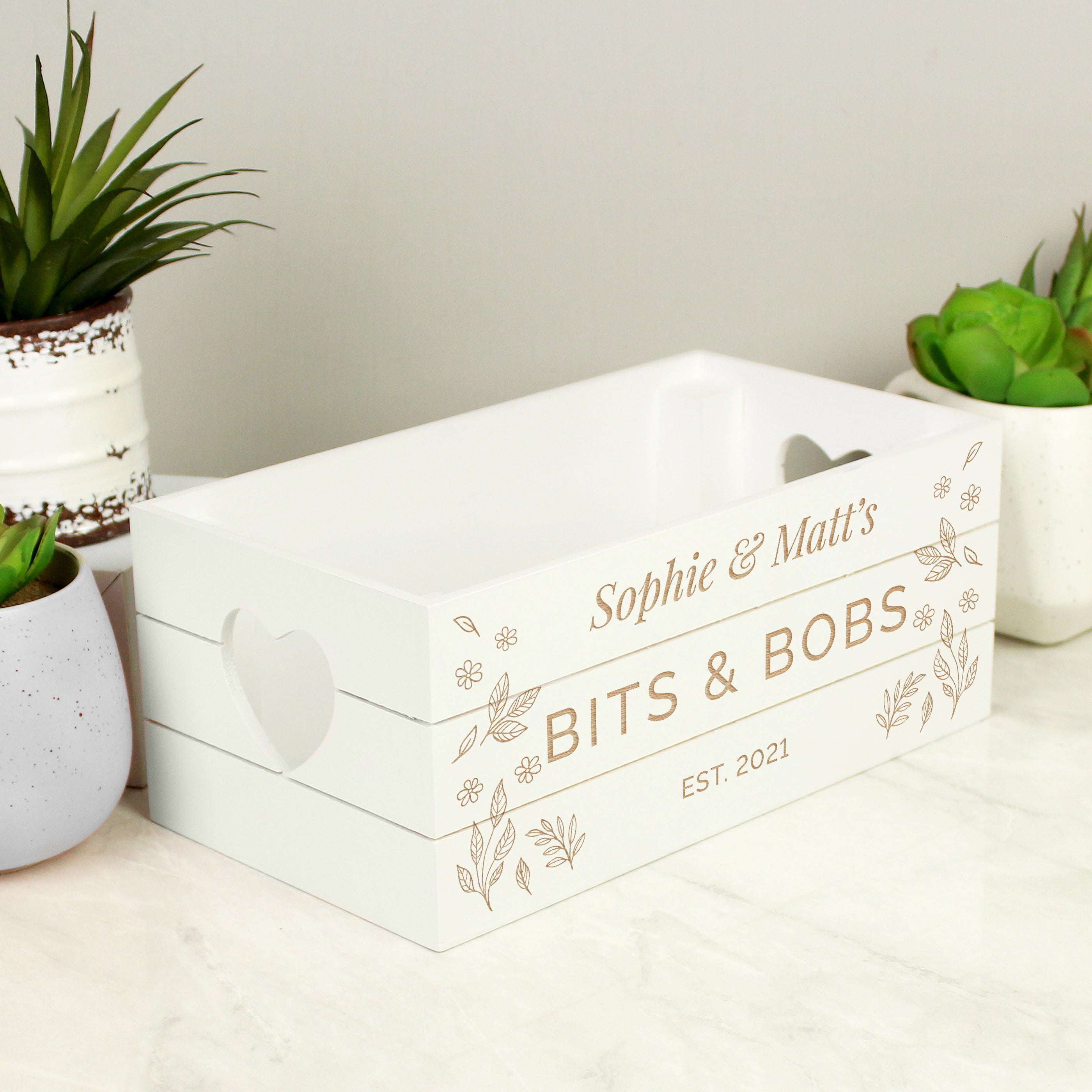 Personalised Free Text White Wooden Crate - gift & personalise