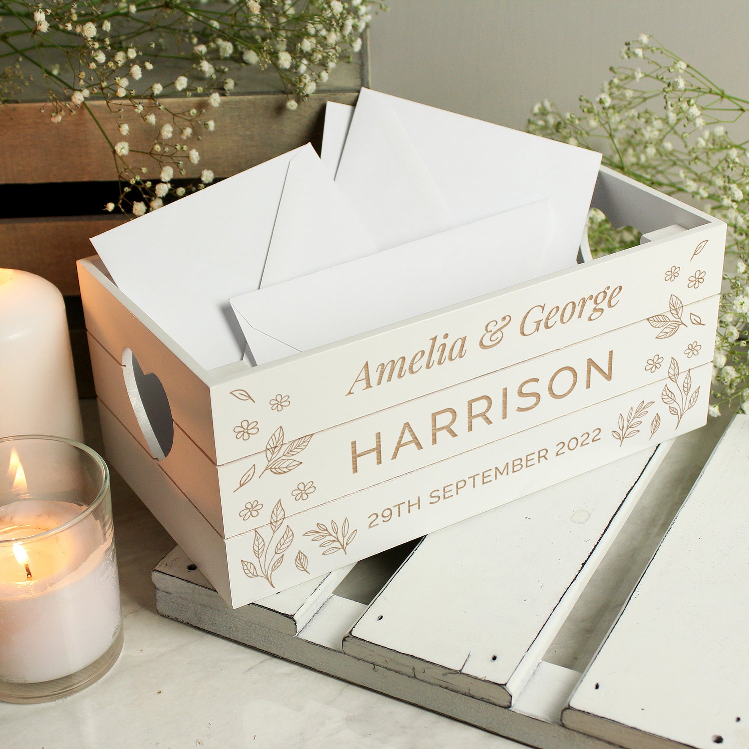 Personalised Free Text White Wooden Crate - gift & personalise