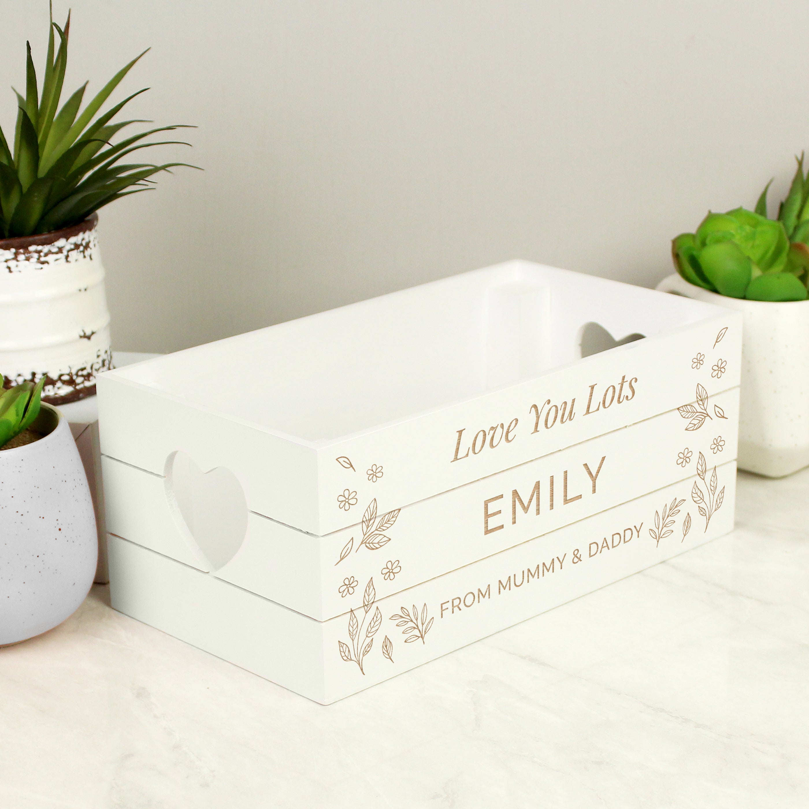 Personalised Free Text White Wooden Crate - gift & personalise