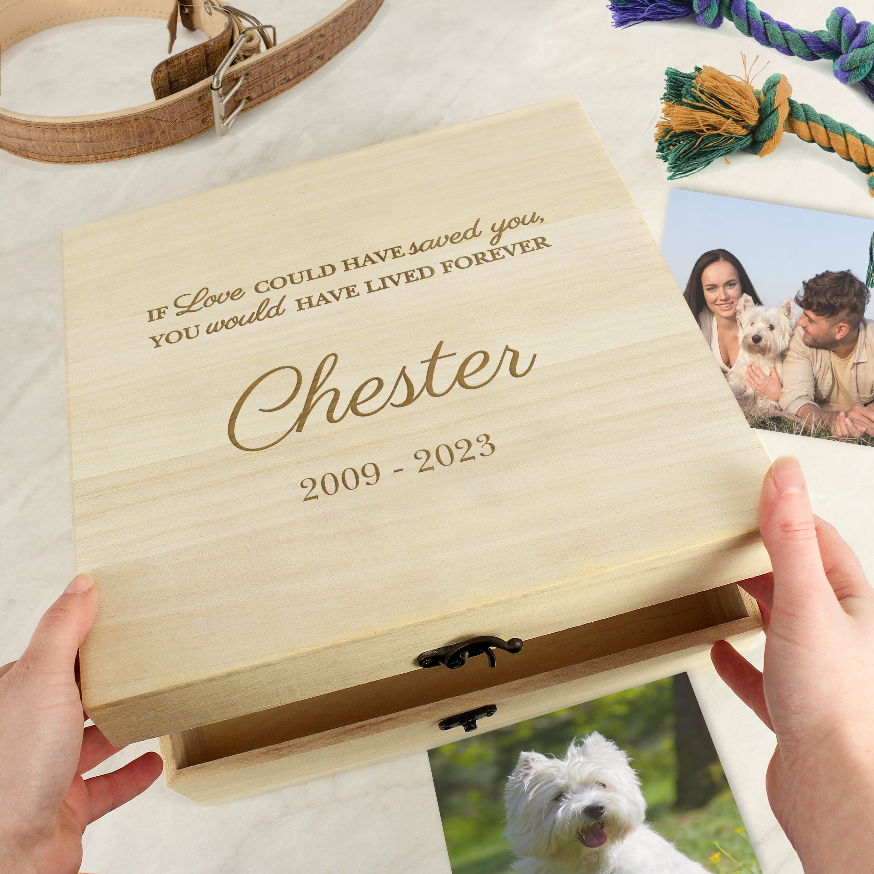 Personalised Pet Memorial Large Wooden Keepsake Box - gift & personalise