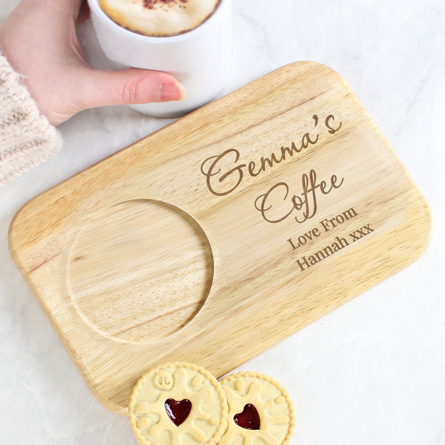 Personalised Free Text Wooden Coaster Tray - gift & personalise