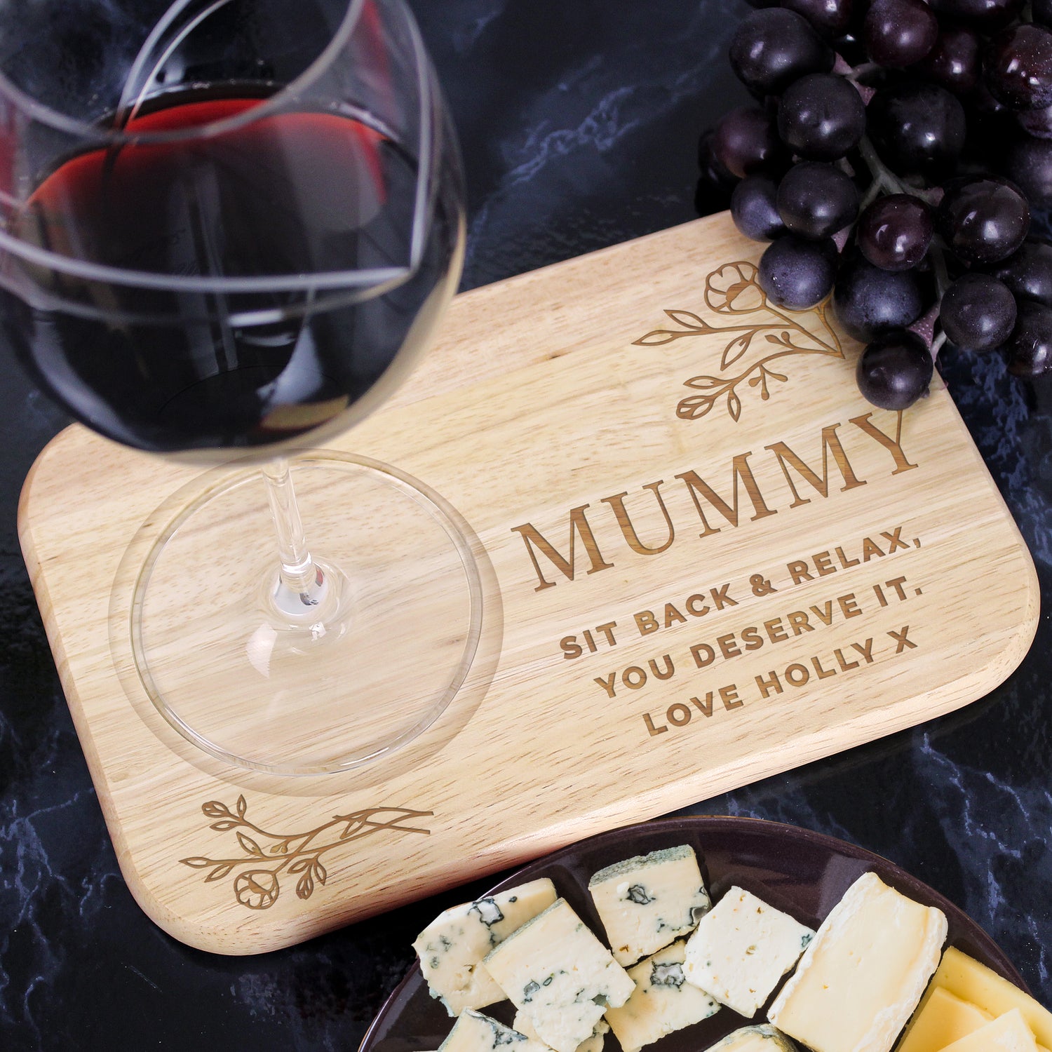 Personalised Floral Wooden Coaster Tray - gift & personalise