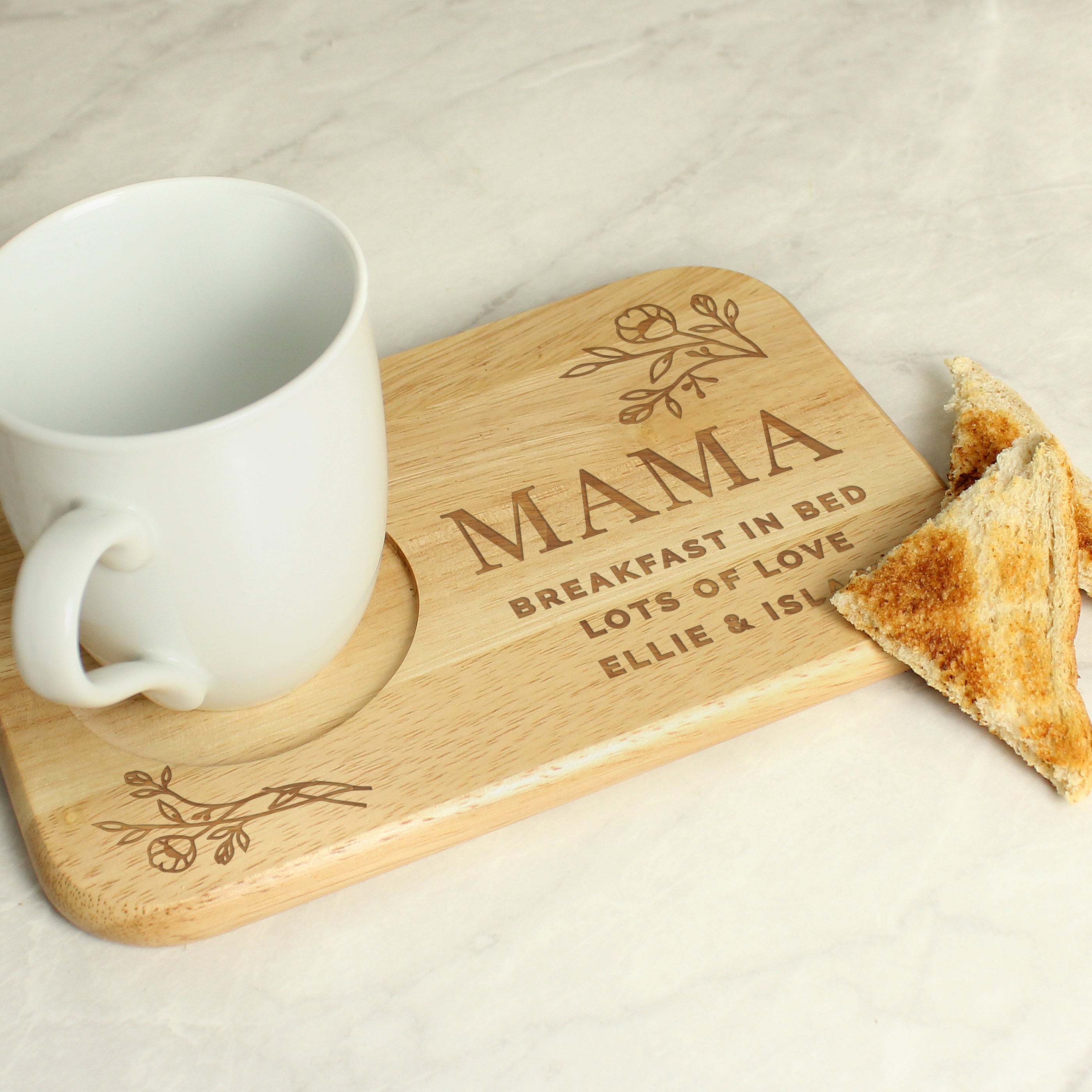 Personalised Floral Wooden Coaster Tray - gift & personalise