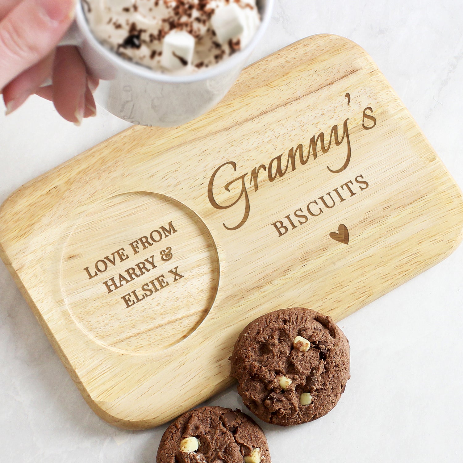 Personalised Heart Design Wooden Coaster Tray - gift & personalise