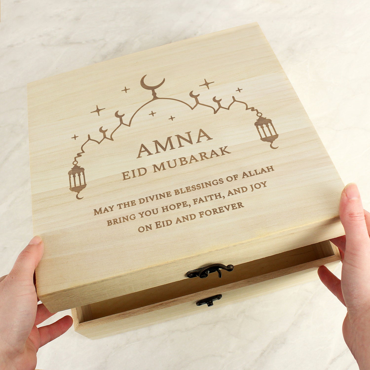 Personalised Eid and Ramadan Large Wooden Keepsake Box - gift & personalise