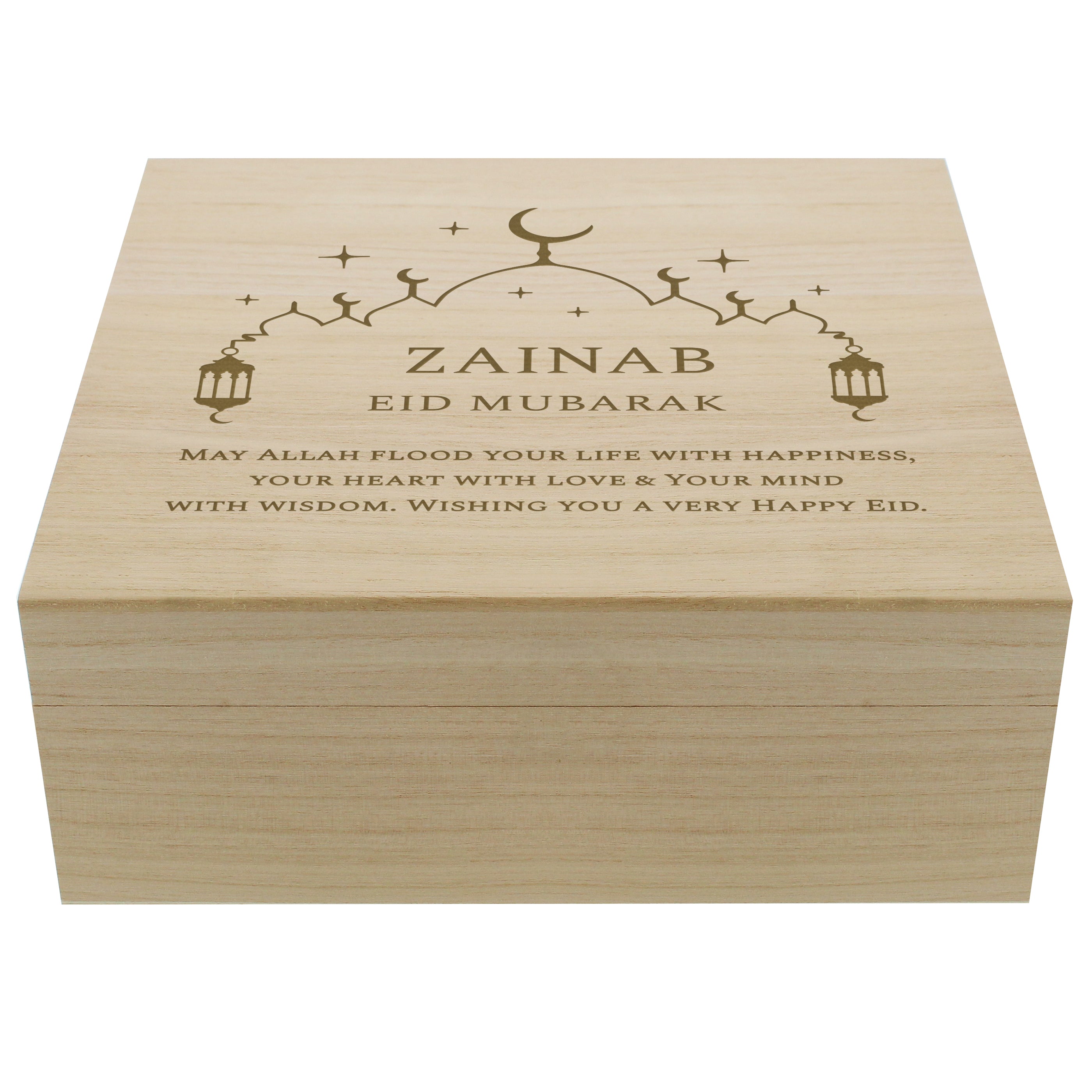 Personalised Eid and Ramadan Large Wooden Keepsake Box - gift & personalise