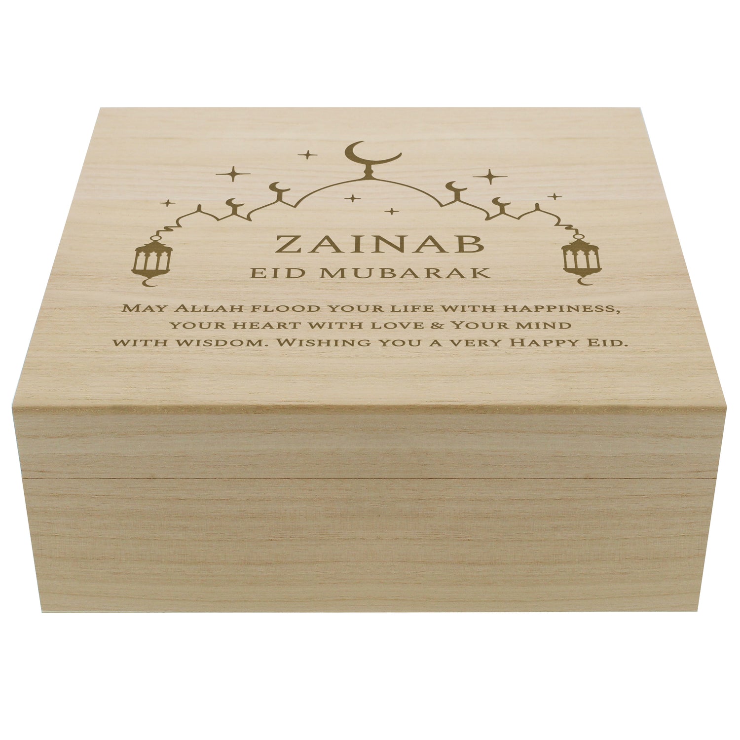 Personalised Eid and Ramadan Large Wooden Keepsake Box - gift & personalise