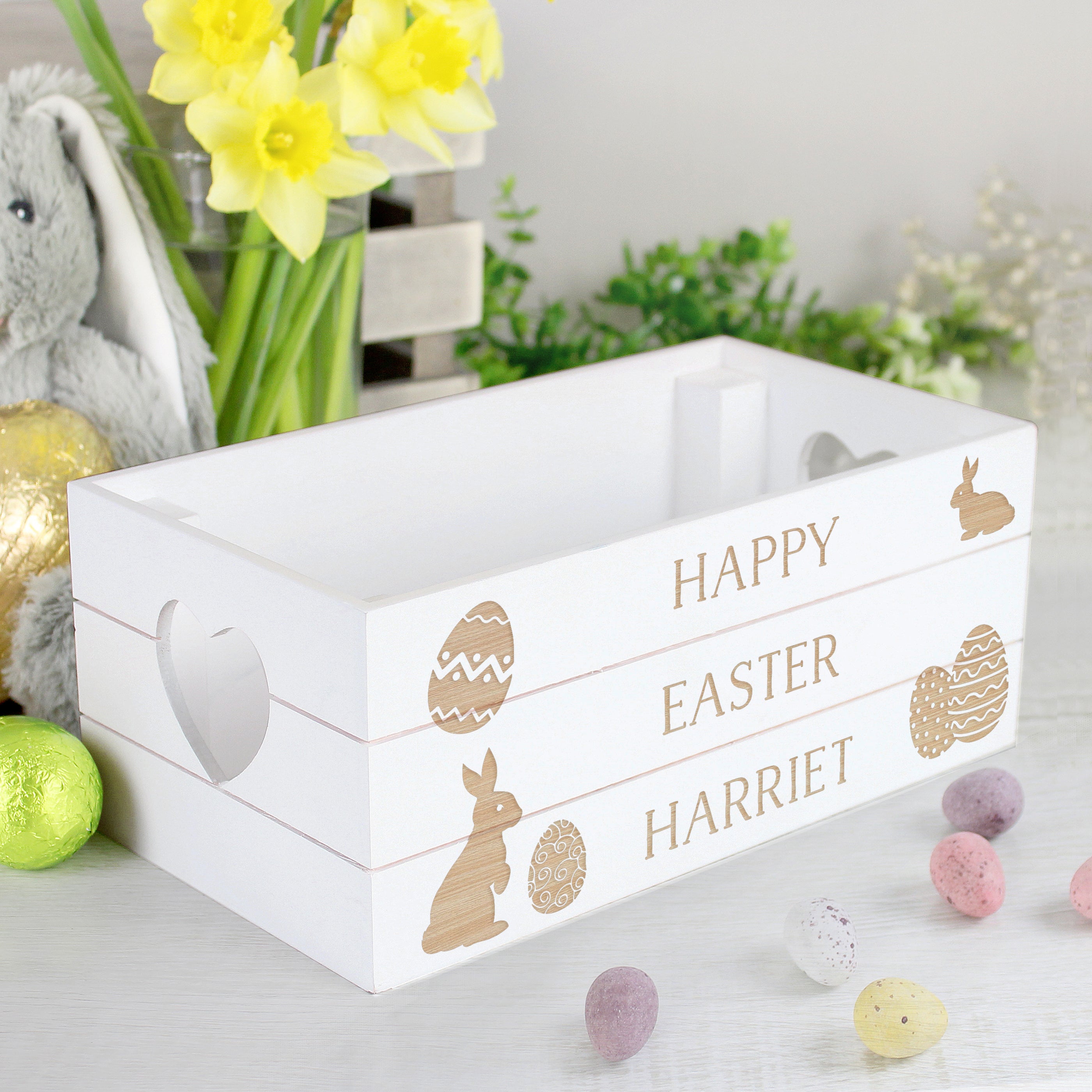 Personalised Easter Bunny Small Wooden Crate - gift & personalise