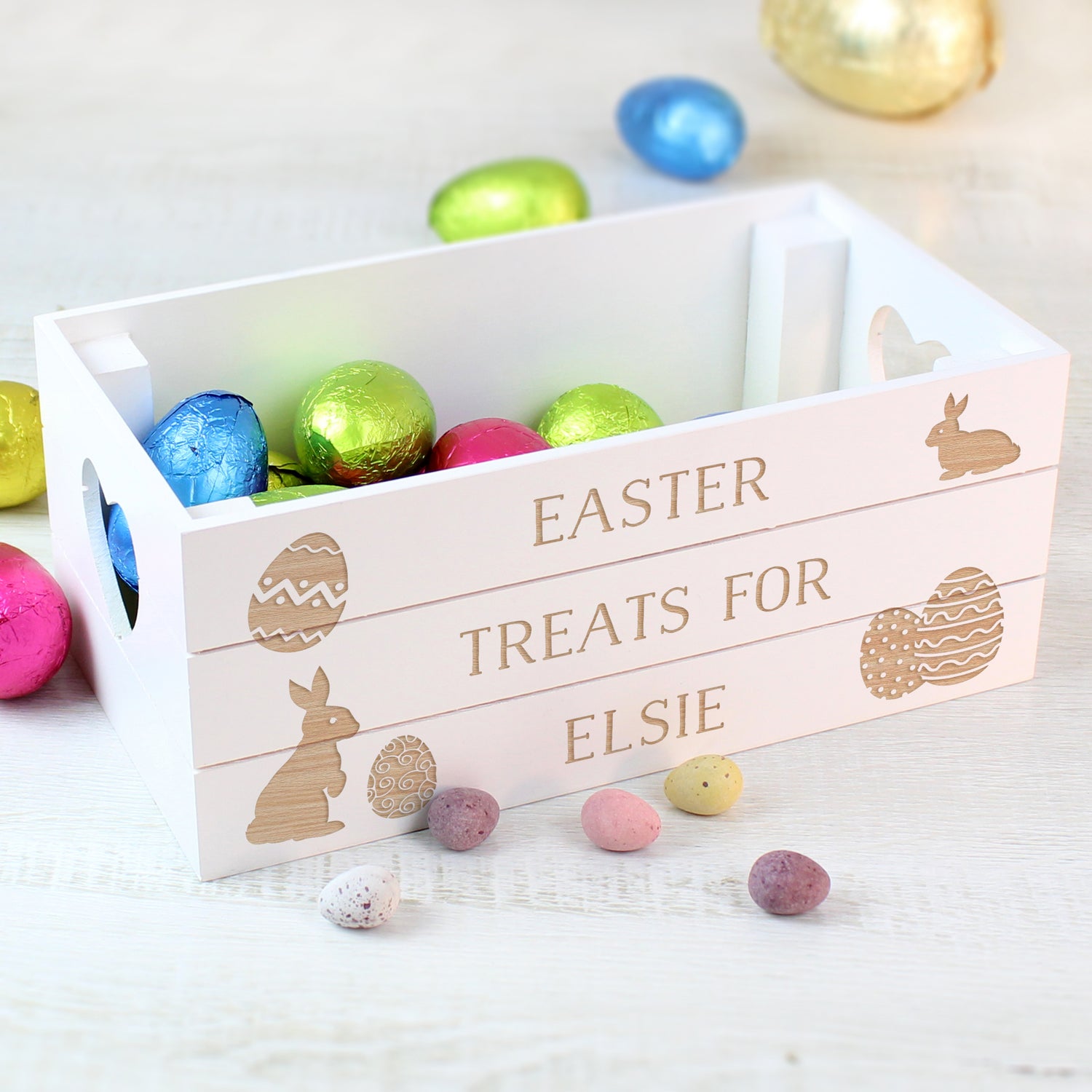 Personalised Easter Bunny Small Wooden Crate - gift & personalise