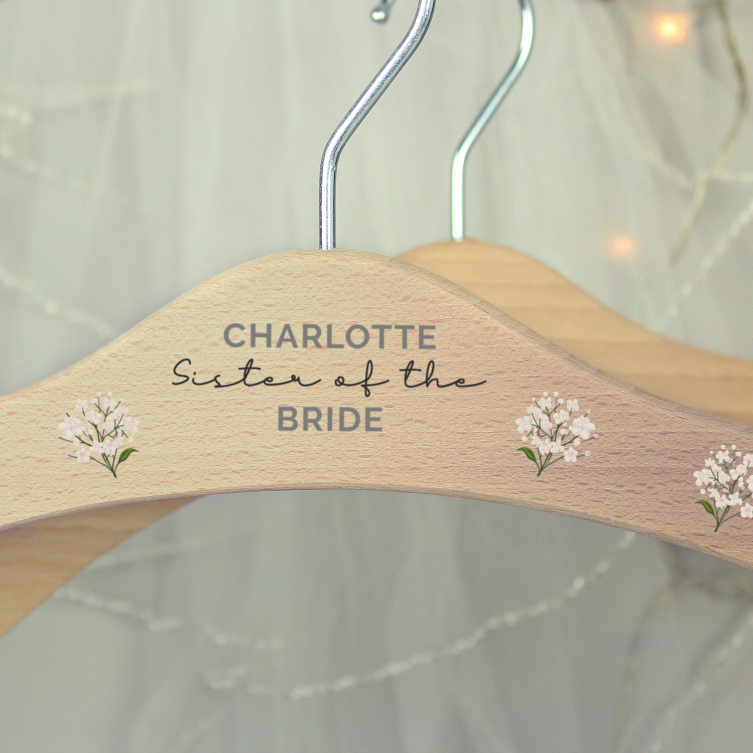 Personalised White Floral Wooden Hanger - gift & personalise