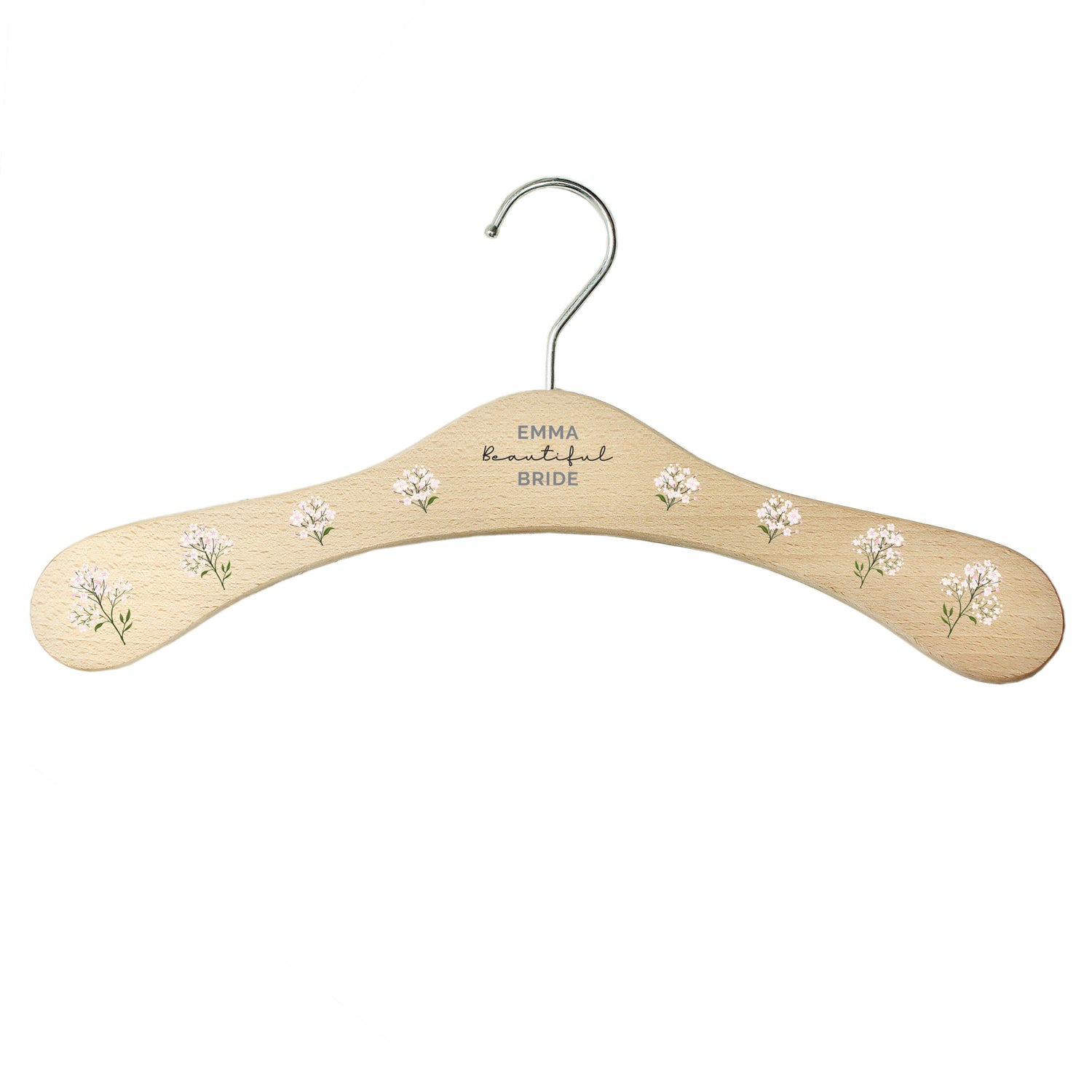 Personalised White Floral Wooden Hanger - gift & personalise