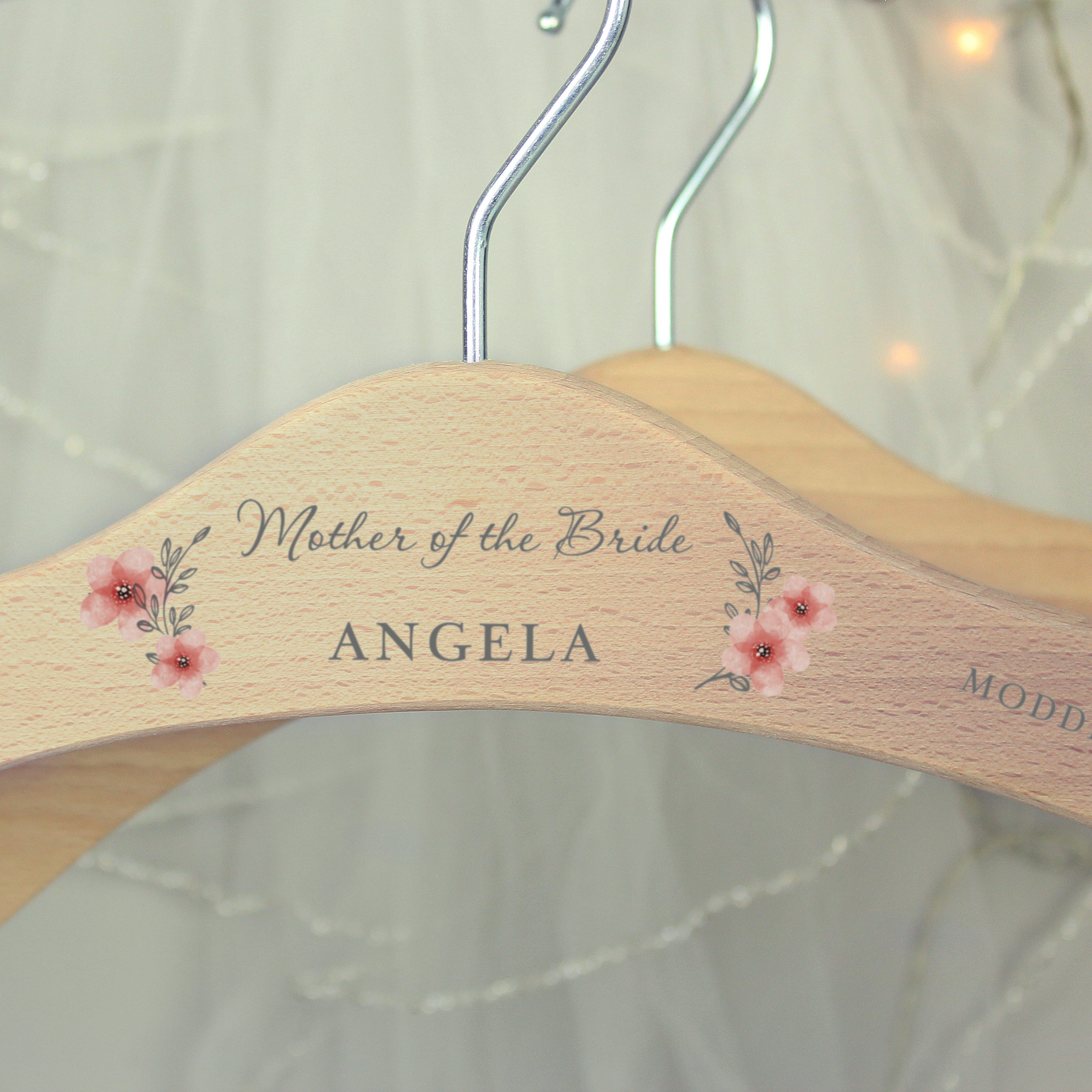 Personalised Pink Floral Wooden Hanger - gift & personalise