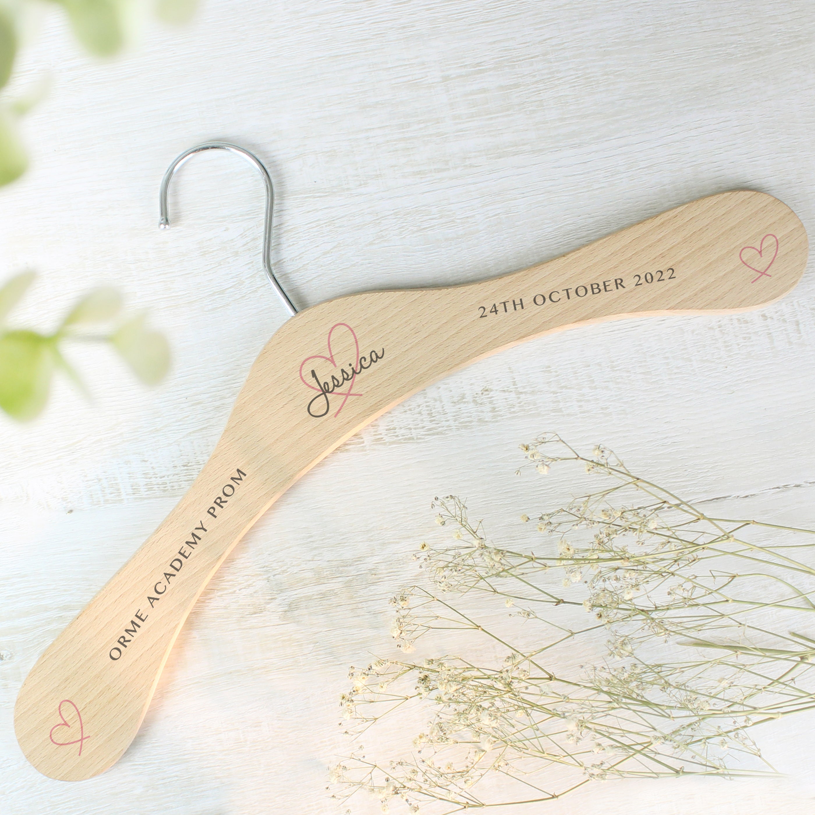 Personalised Heart Wooden Hanger - gift & personalise