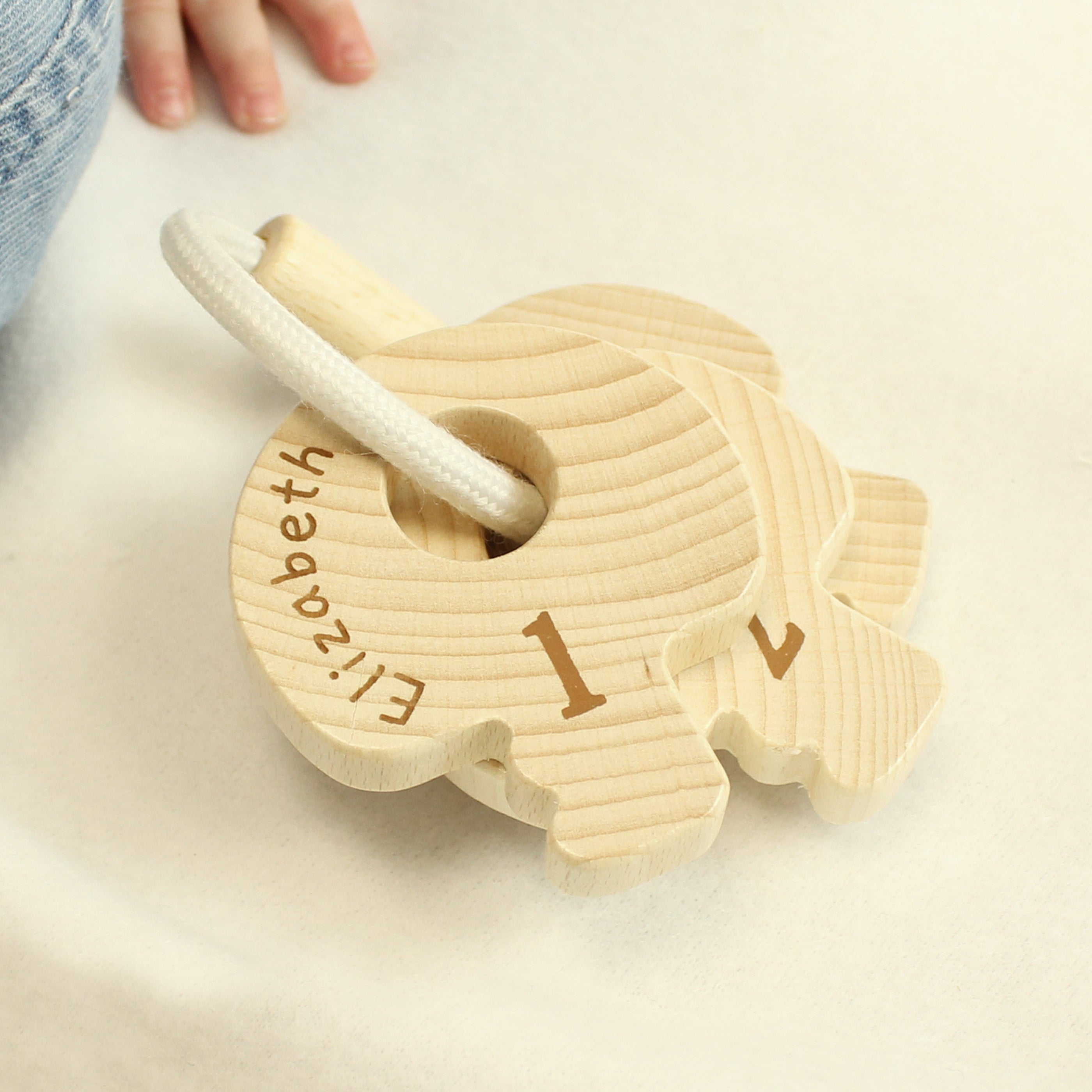 Personalised Name Only Wooden Baby Keys - gift & personalise