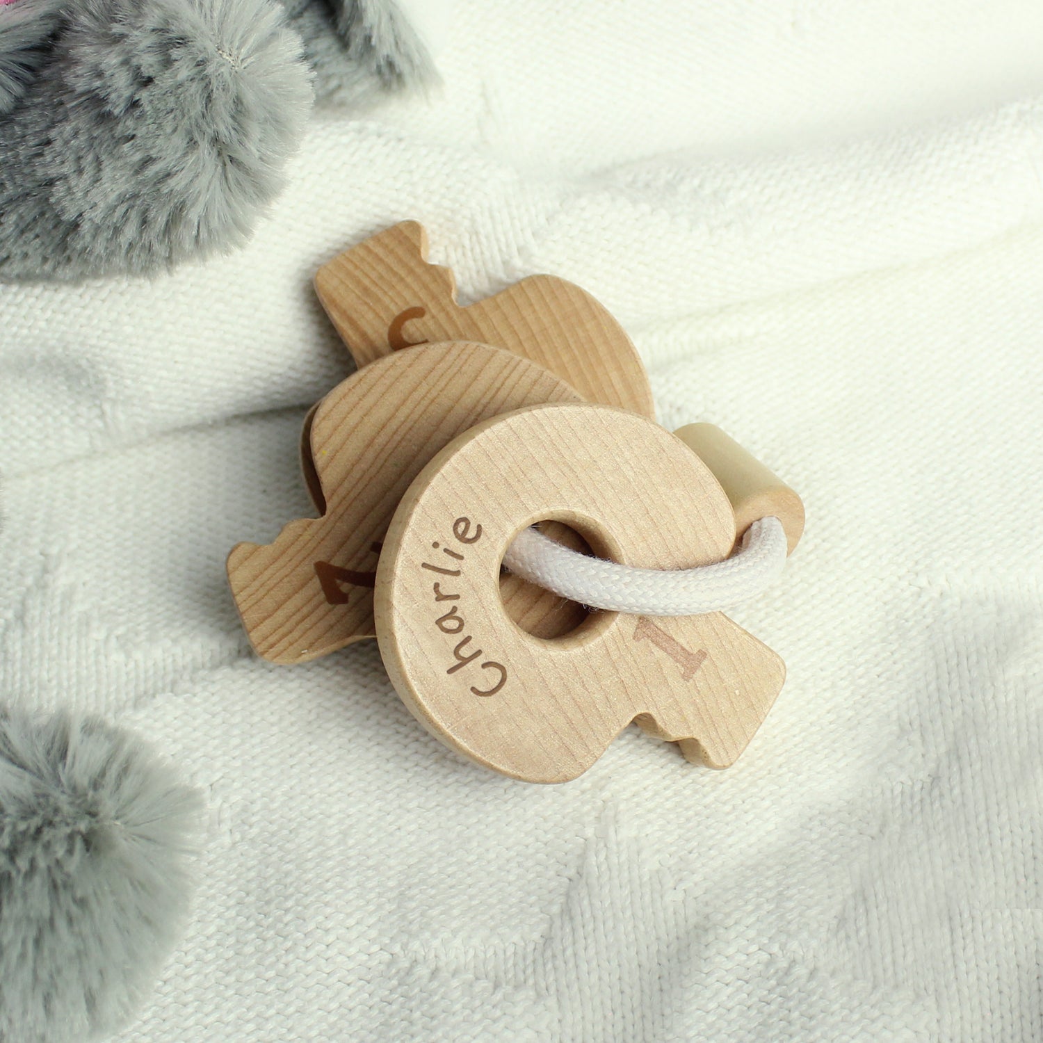 Personalised Name Only Wooden Baby Keys - gift & personalise