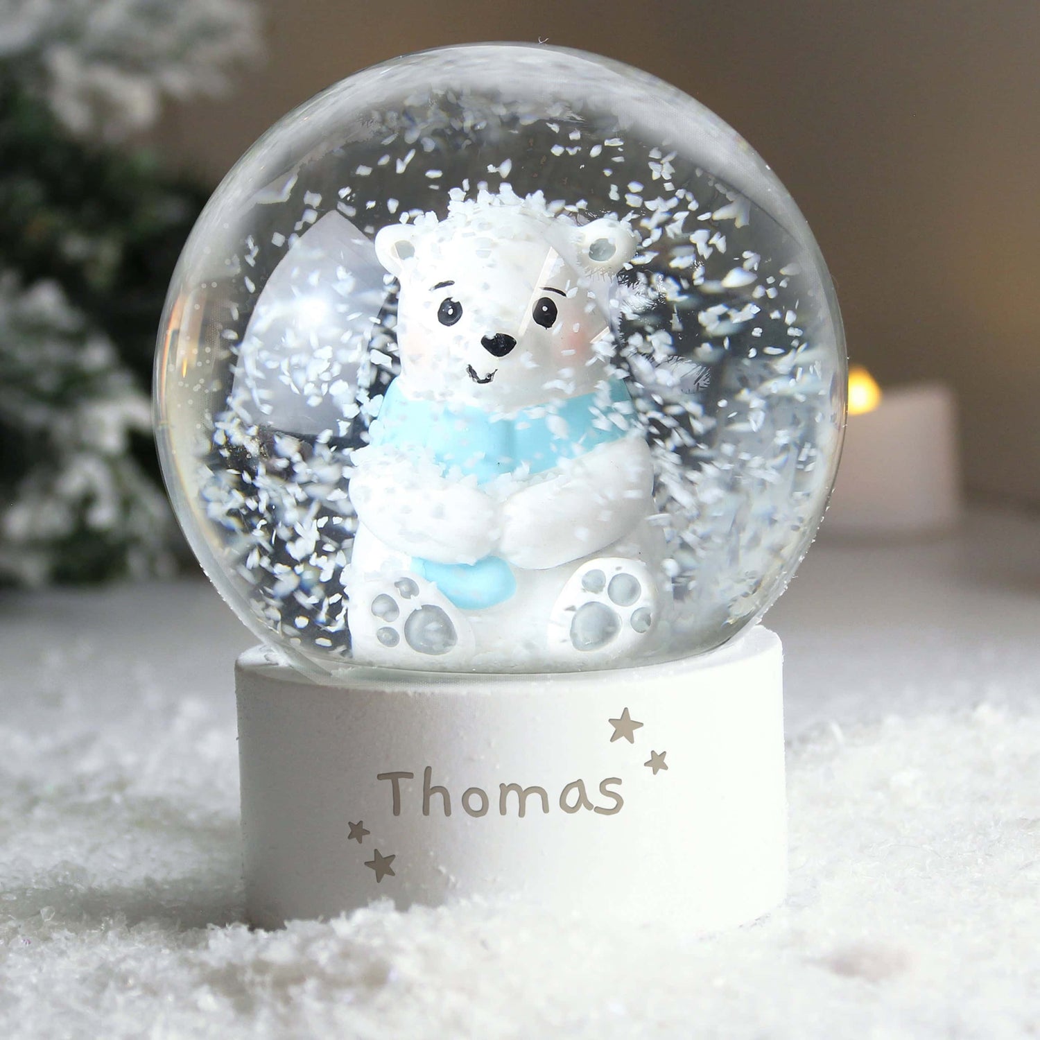 Personalised Polar Bear Any Name Snow Globe - gift & personalise
