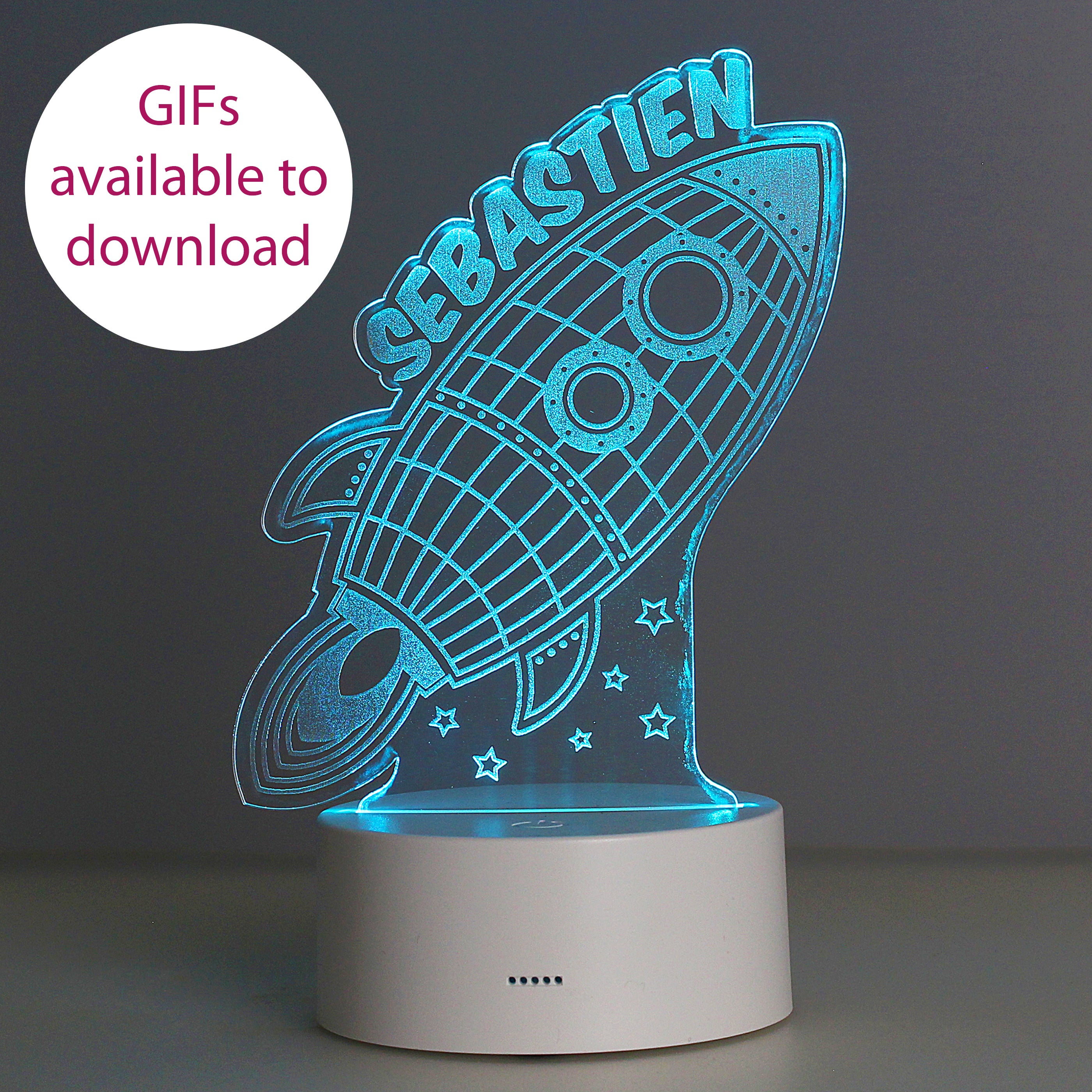 Personalised Space Rocket LED Colour Changing Wireframe Night Light - gift & personalise