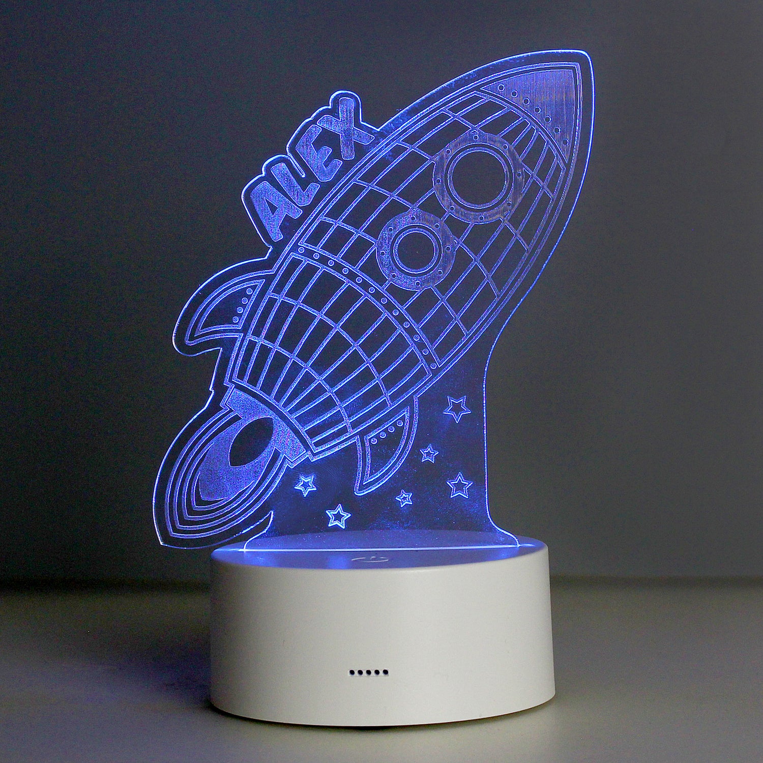 Personalised Space Rocket LED Colour Changing Wireframe Night Light - gift & personalise