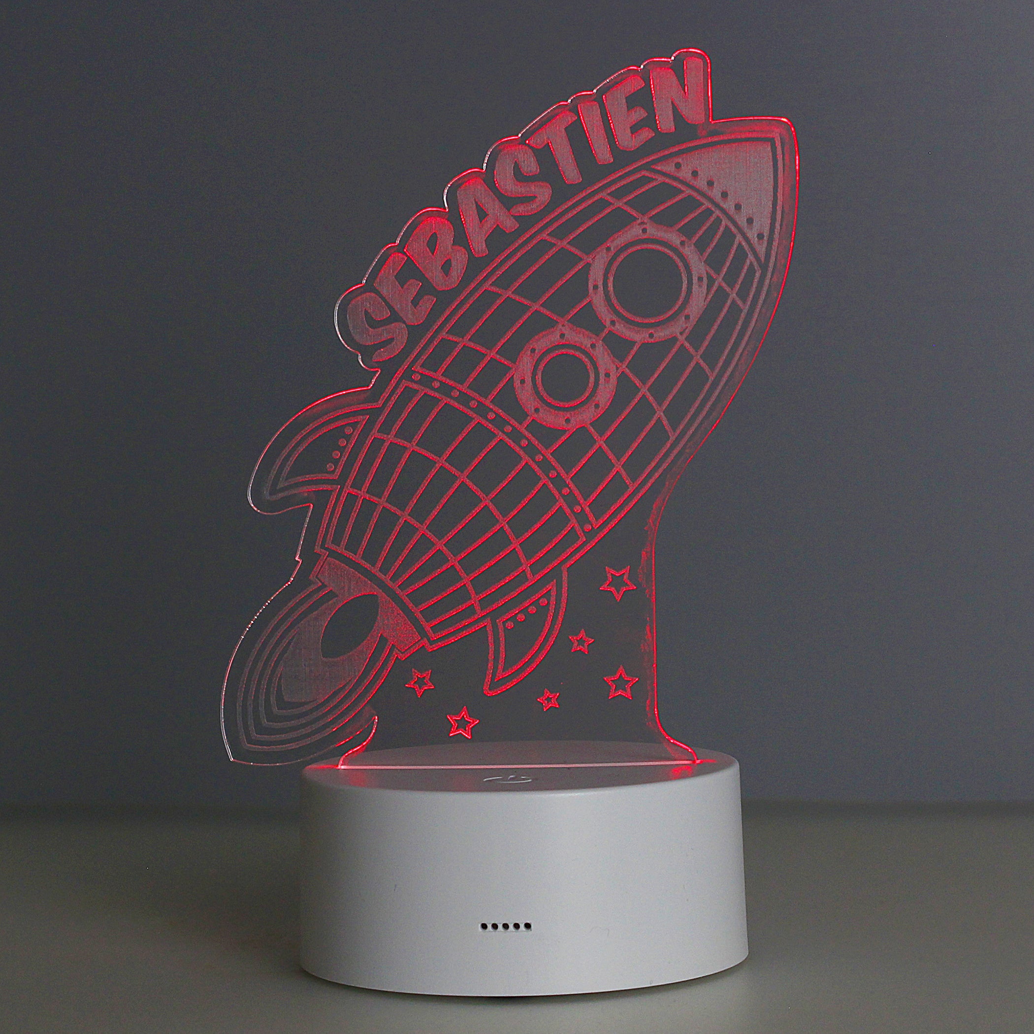 Personalised Space Rocket LED Colour Changing Wireframe Night Light - gift & personalise