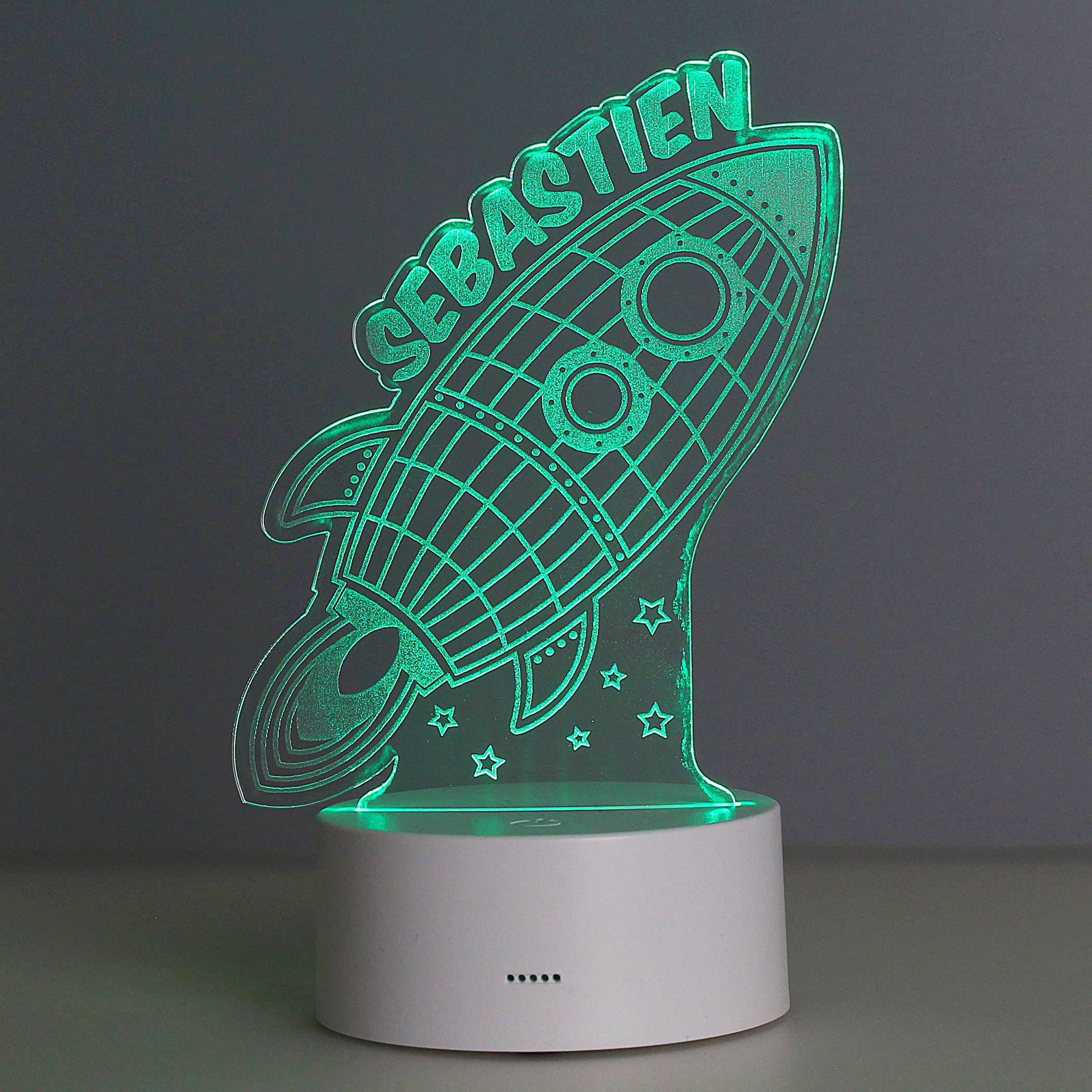 Personalised Space Rocket LED Colour Changing Wireframe Night Light - gift & personalise