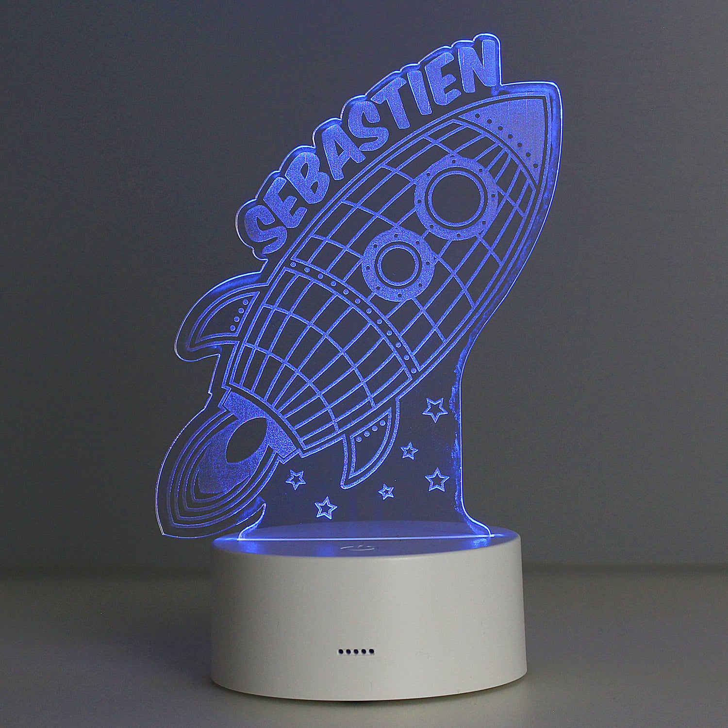 Personalised Space Rocket LED Colour Changing Wireframe Night Light - gift & personalise