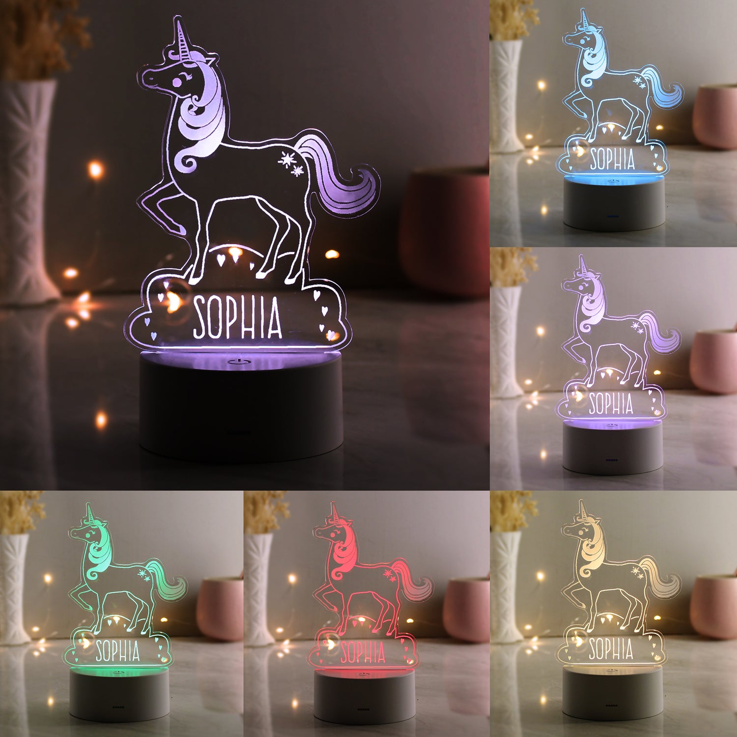 Personalised Unicorn LED Colour Changing Night Light - gift & personalise