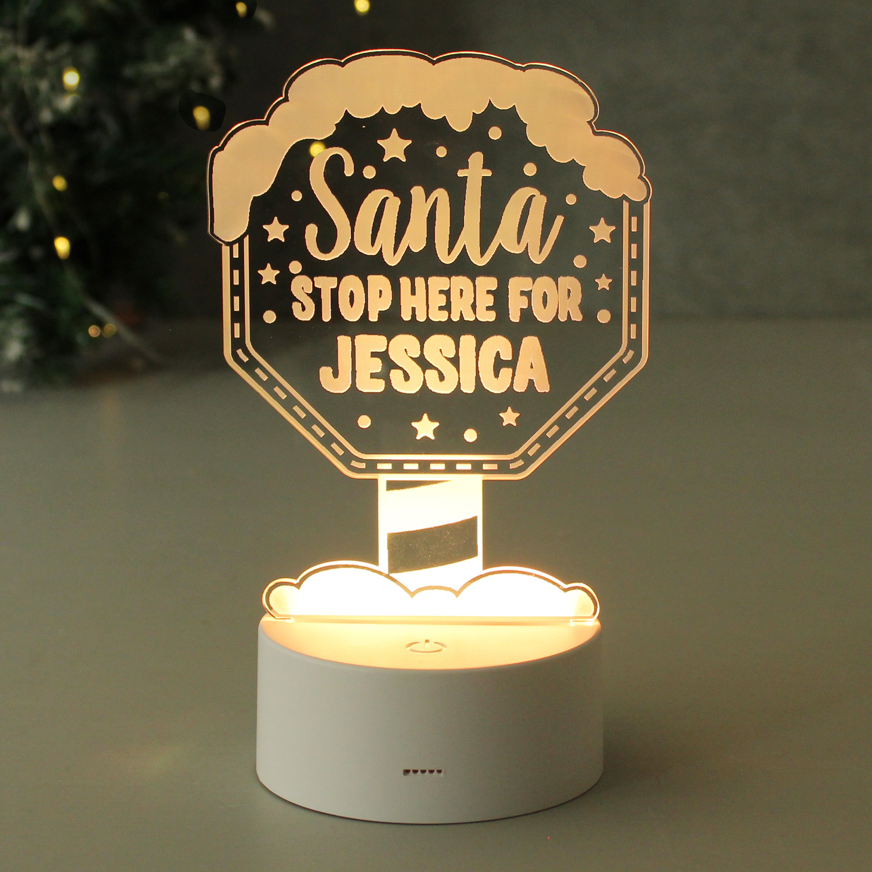 Personalised Santa Stop Here LED Colour Changing Night Light - gift & personalise