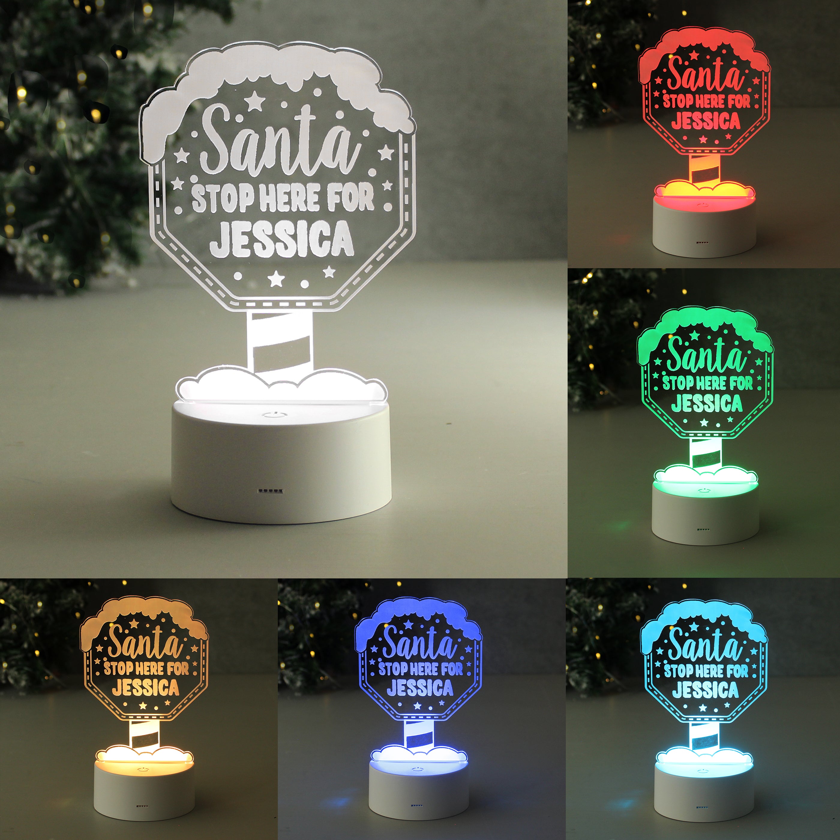 Personalised Santa Stop Here LED Colour Changing Night Light - gift & personalise