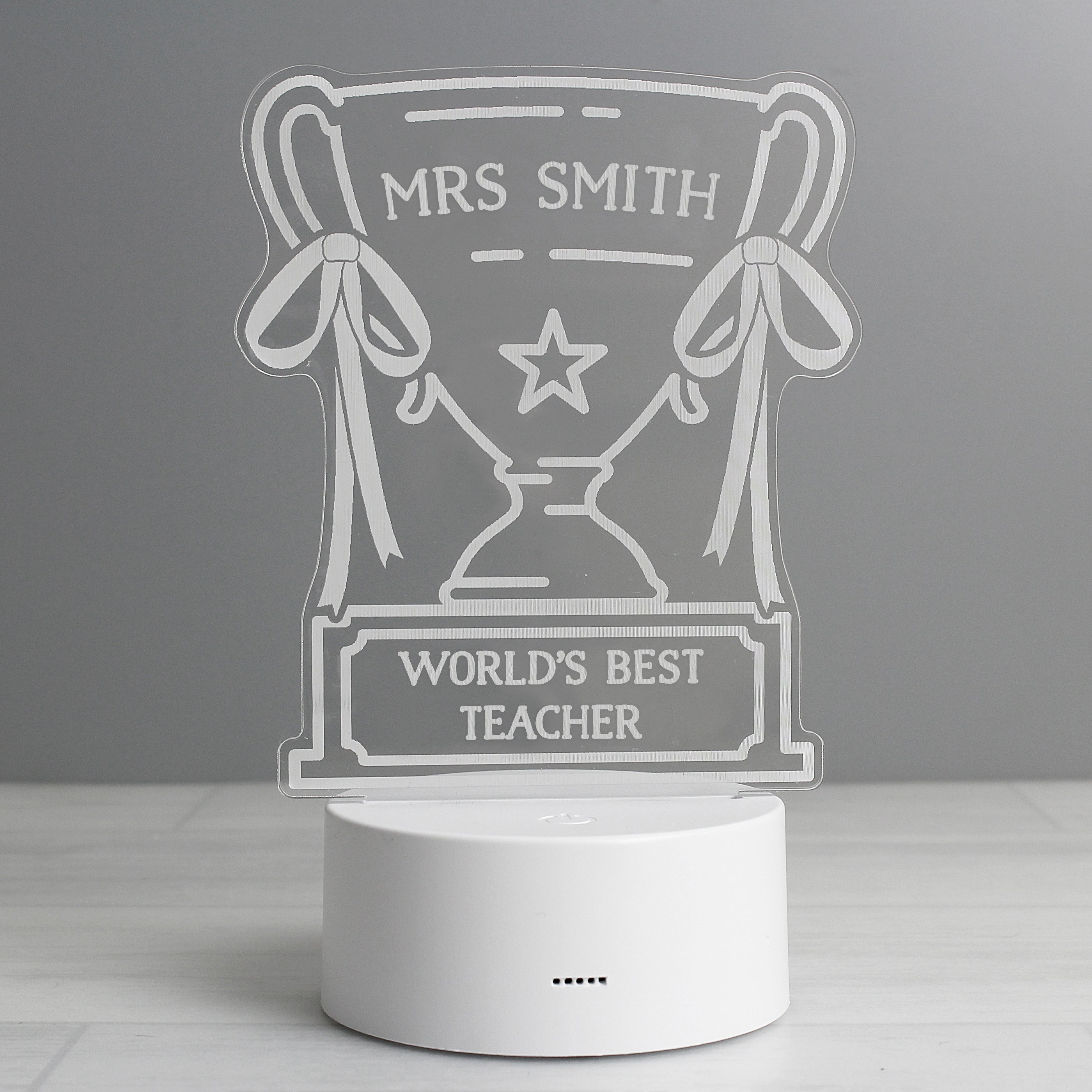 Personalised Trophy LED Colour Changing Night Light - gift & personalise