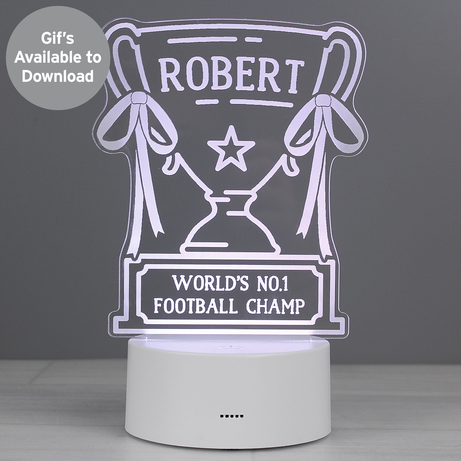 Personalised Trophy LED Colour Changing Night Light - gift & personalise