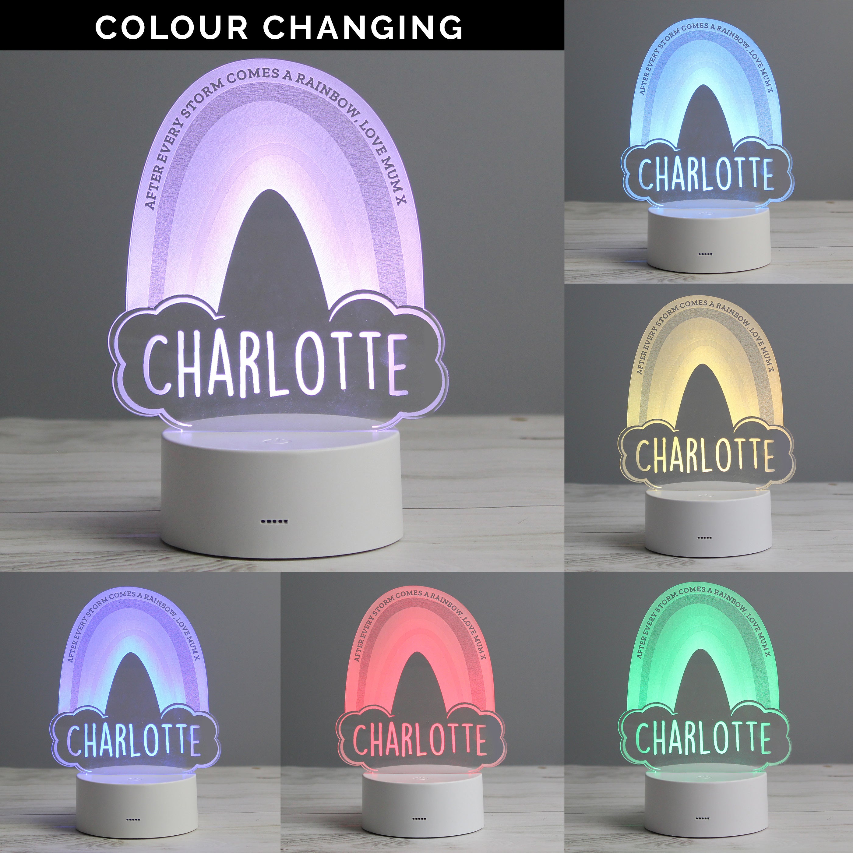 Personalised Rainbow LED Colour Changing Night Light - gift & personalise