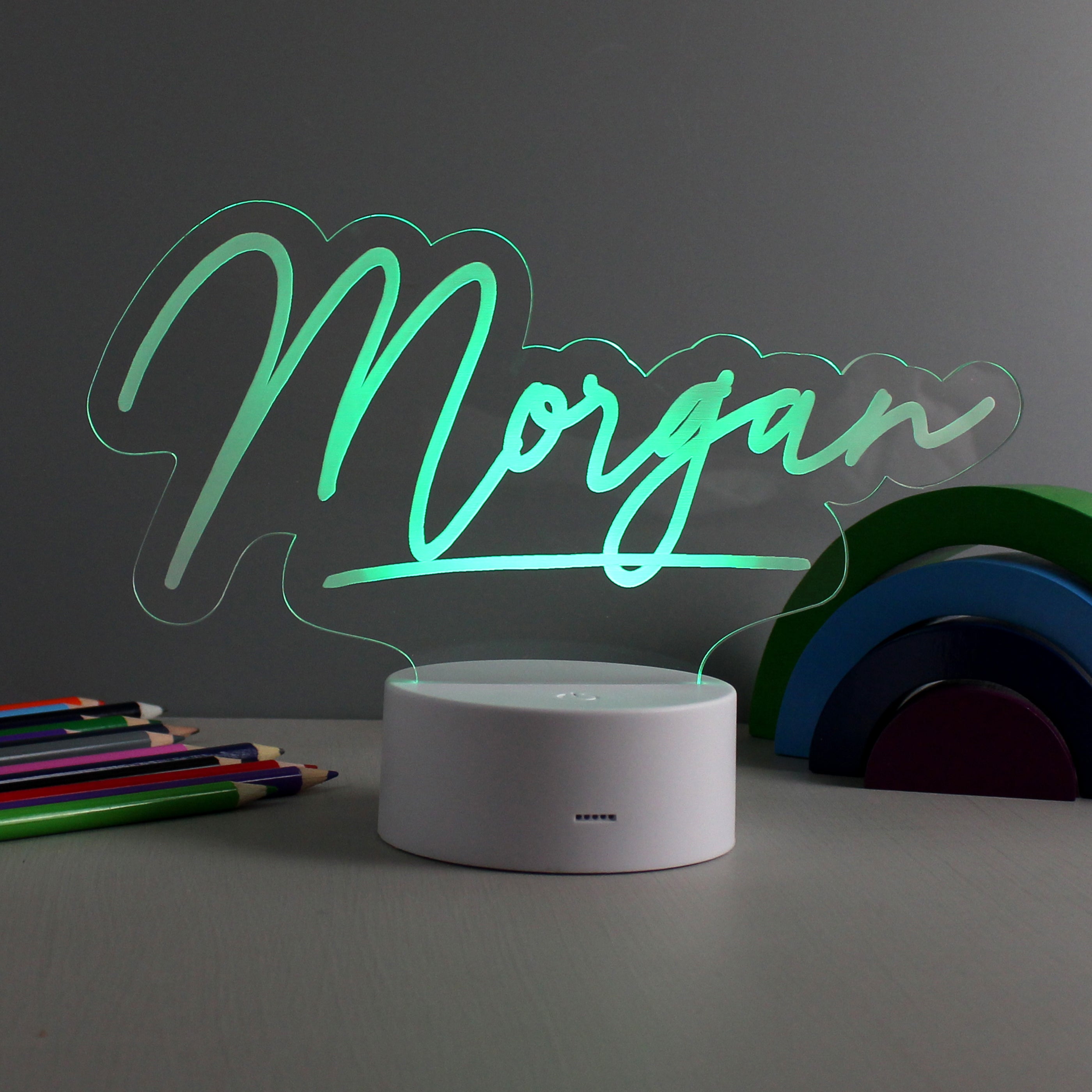 Personalised Free Text LED Colour Changing Desk Night Light - gift & personalise