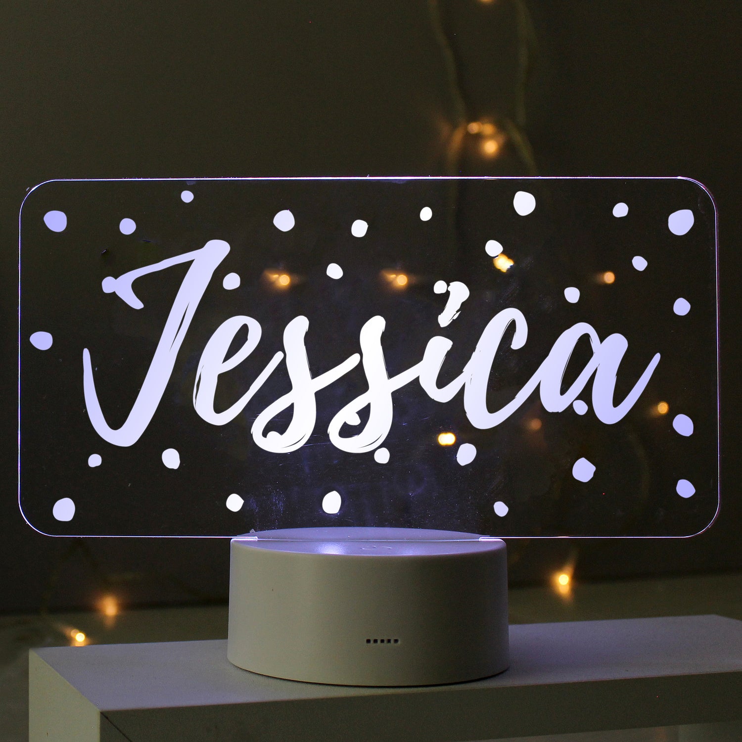 Personalised Polka-dot Name only LED Colour Changing Night Light - gift & personalise