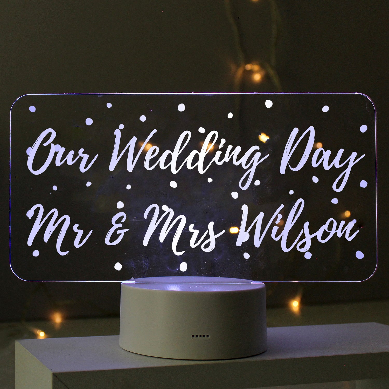 Personalised Polka-dot Message LED Colour Changing Night Light - gift & personalise