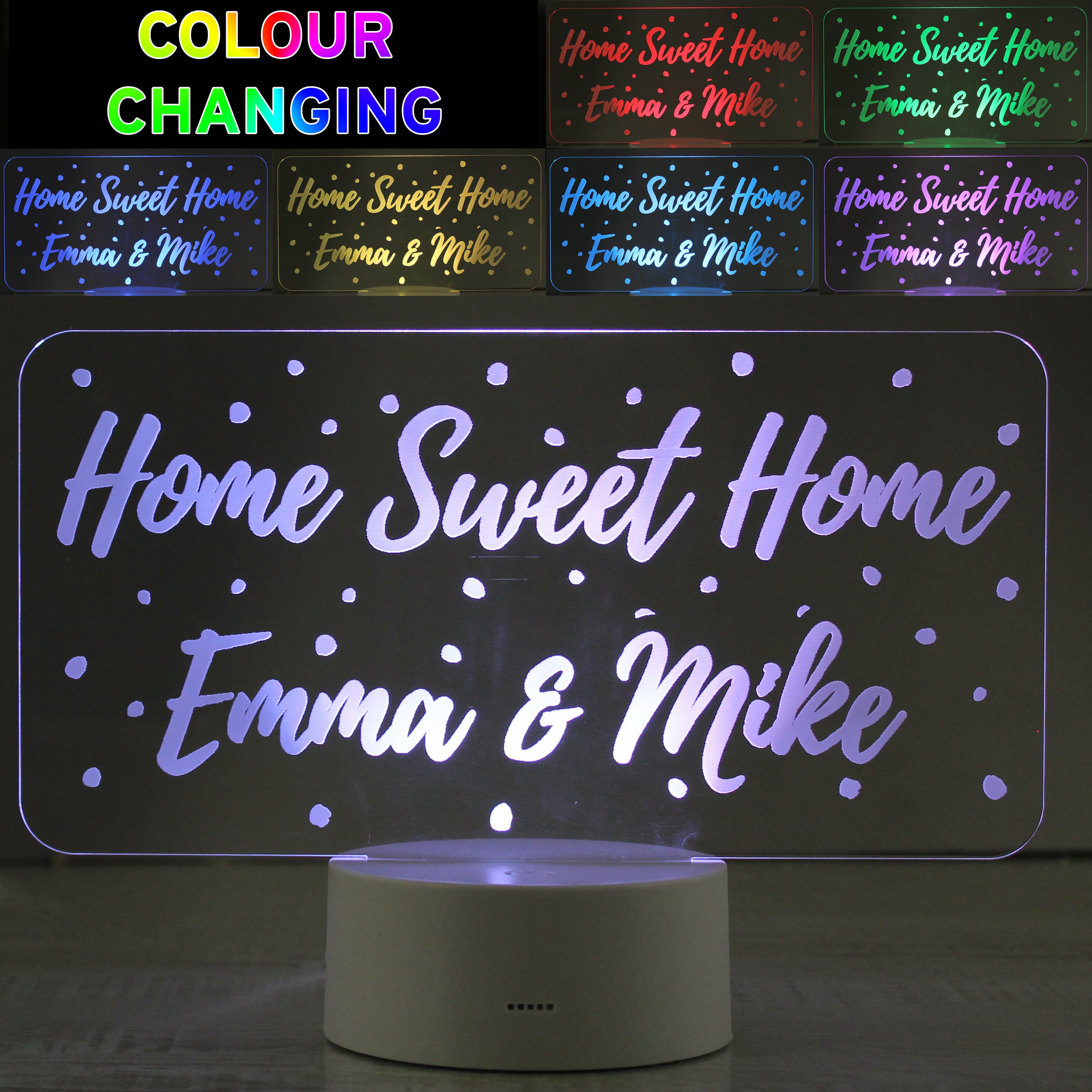 Personalised Polka-dot Message LED Colour Changing Night Light - gift & personalise