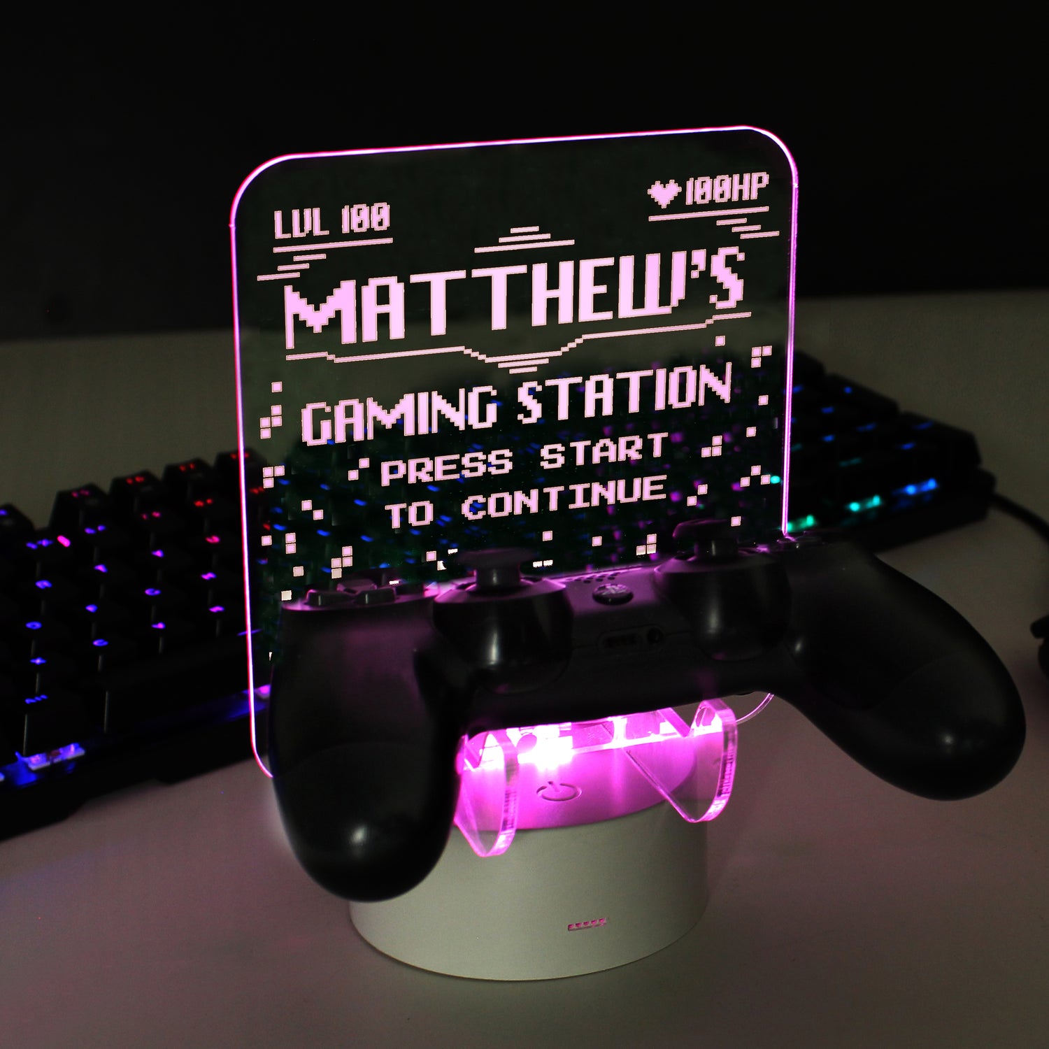 Personalised Gaming Controller Holder LED Colour Changing Light - gift & personalise