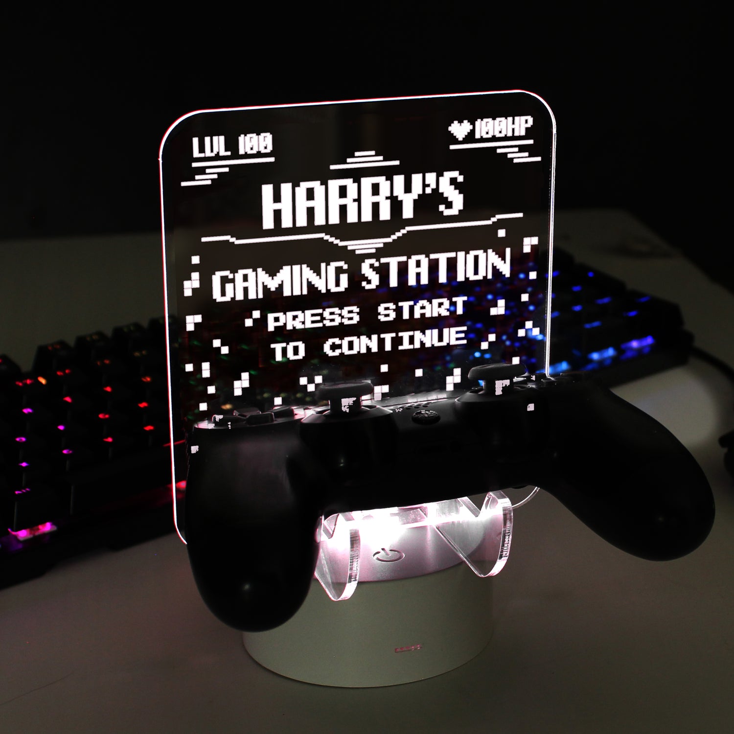 Personalised Gaming Controller Holder LED Colour Changing Light - gift & personalise