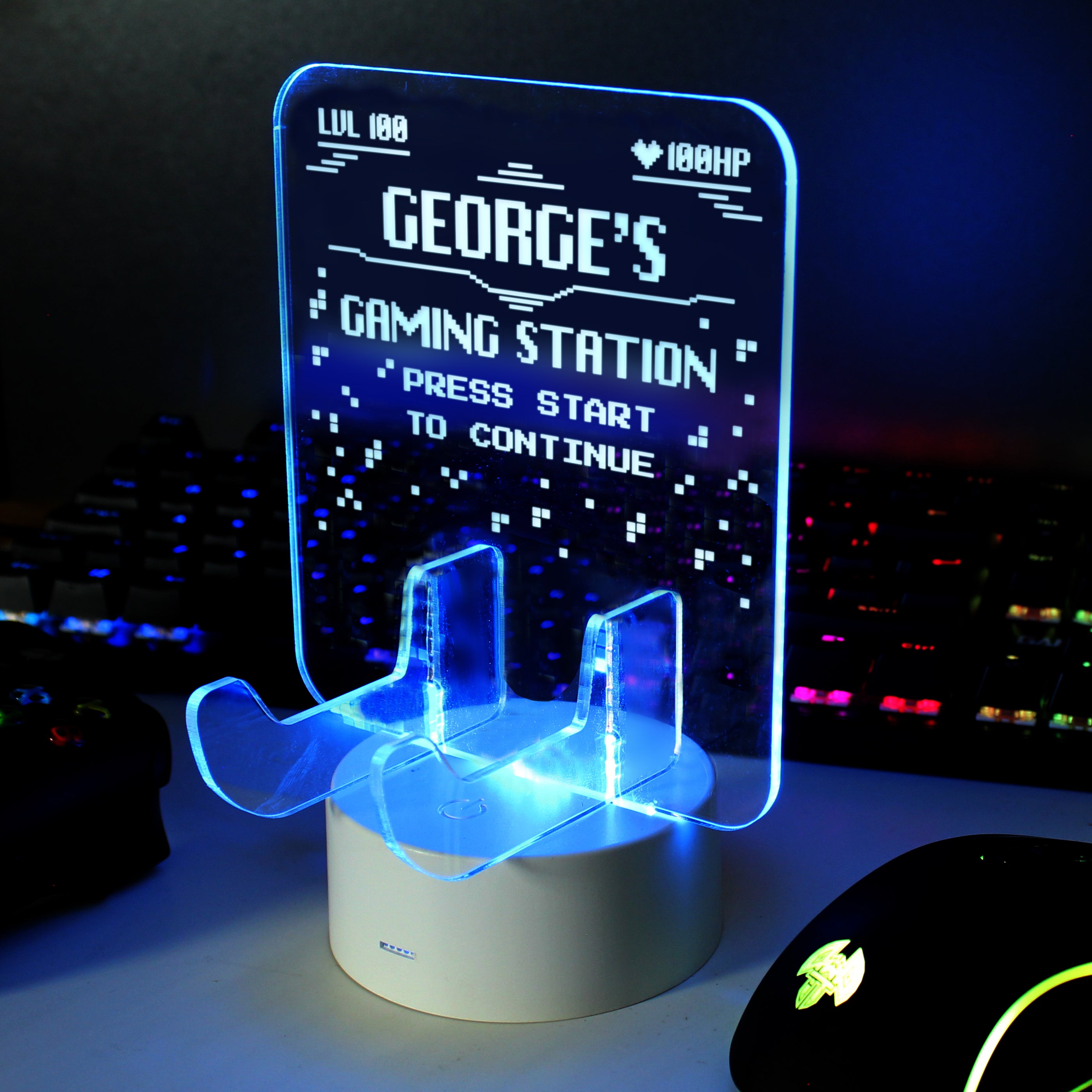 Personalised Gaming Controller Holder LED Colour Changing Light - gift & personalise