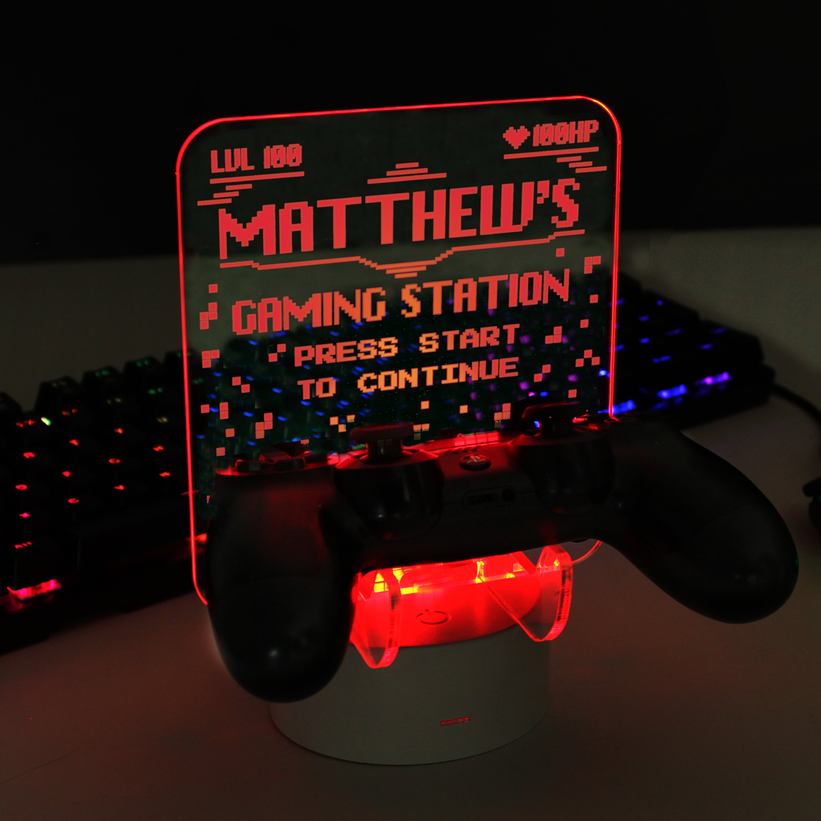 Personalised Gaming Controller Holder LED Colour Changing Light - gift & personalise