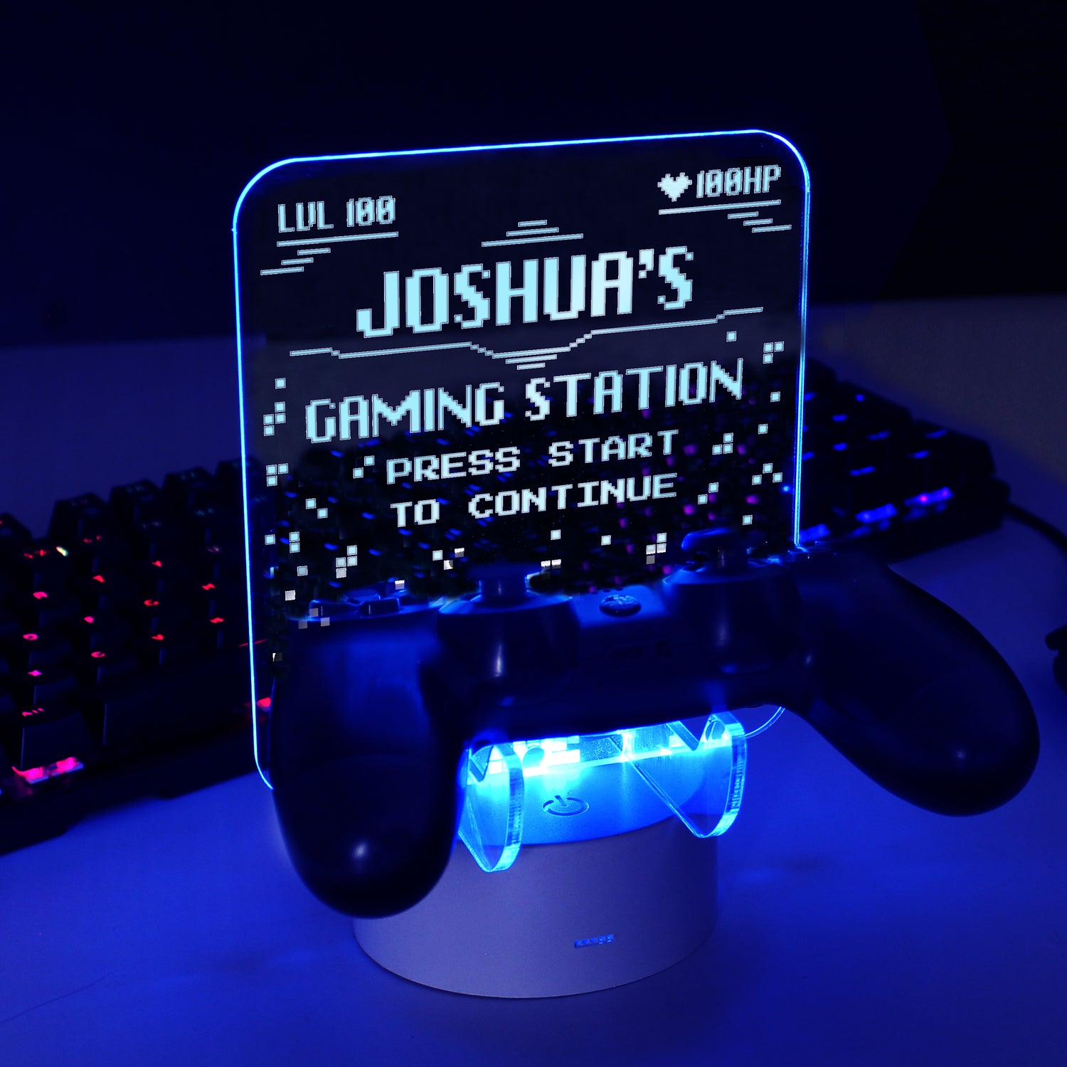 Personalised Gaming Controller Holder LED Colour Changing Light - gift & personalise