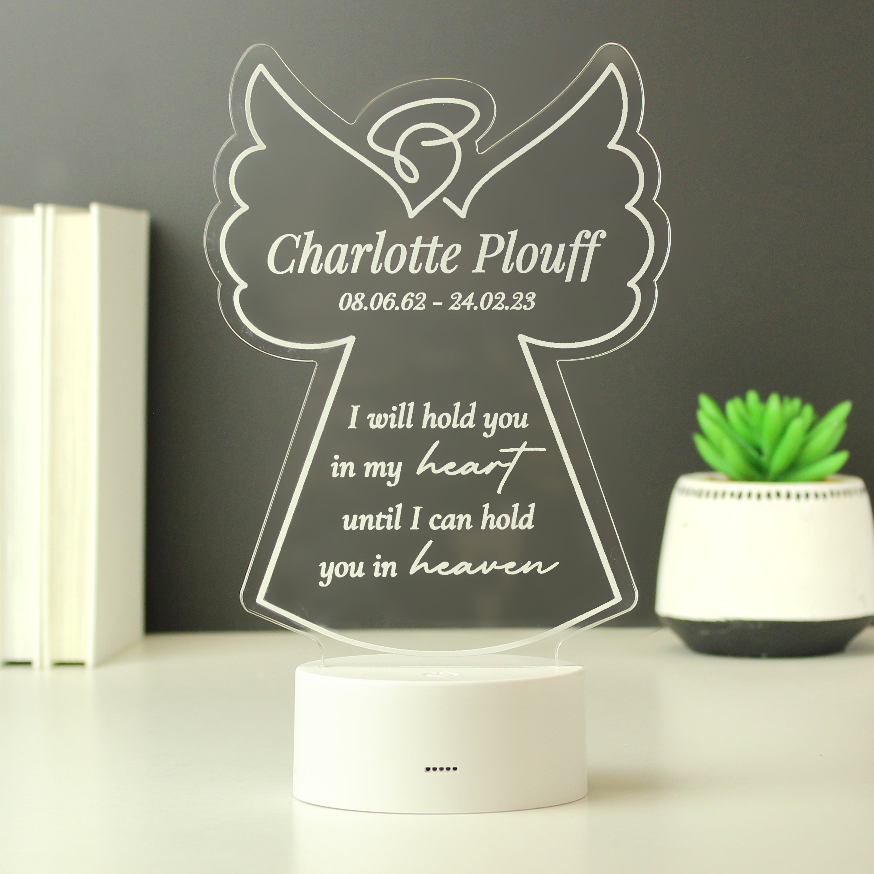 Personalised Angel Memorial Verse Colour Changing LED Light - gift & personalise