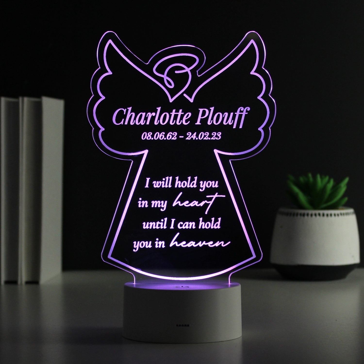 Personalised Angel Memorial Verse Colour Changing LED Light - gift & personalise