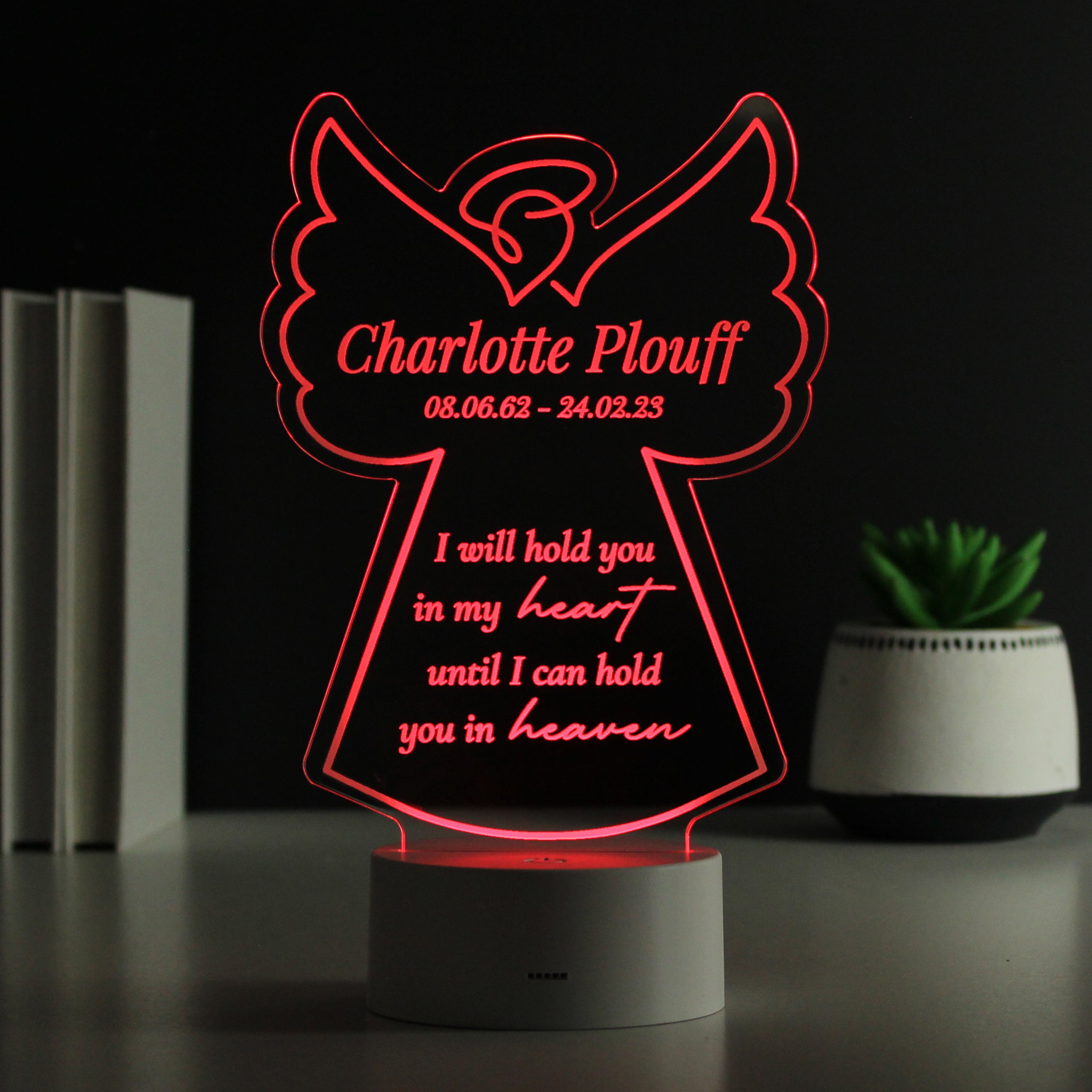 Personalised Angel Memorial Verse Colour Changing LED Light - gift & personalise