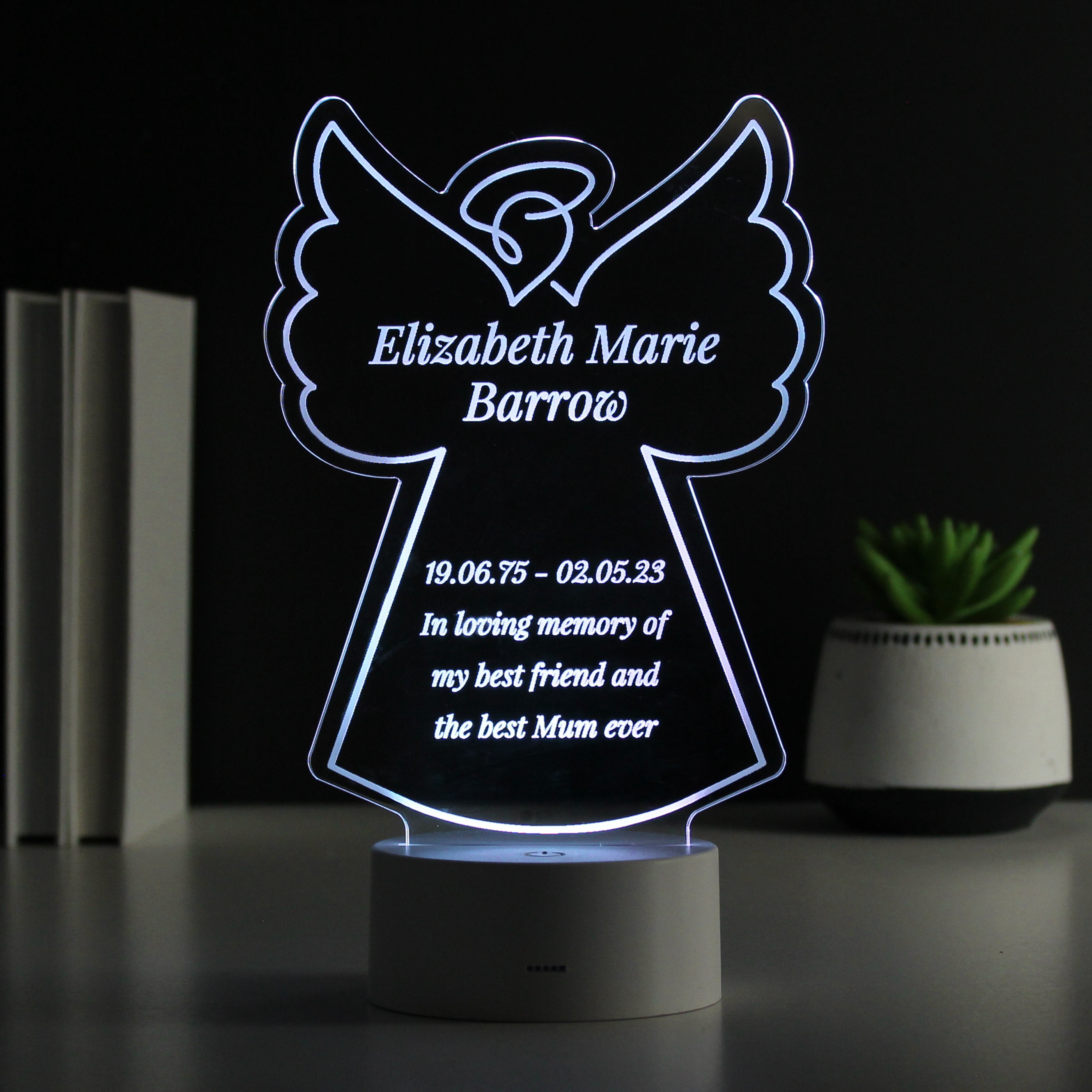 Personalised Free Text Angel Memorial Colour Changing LED Light - gift & personalise